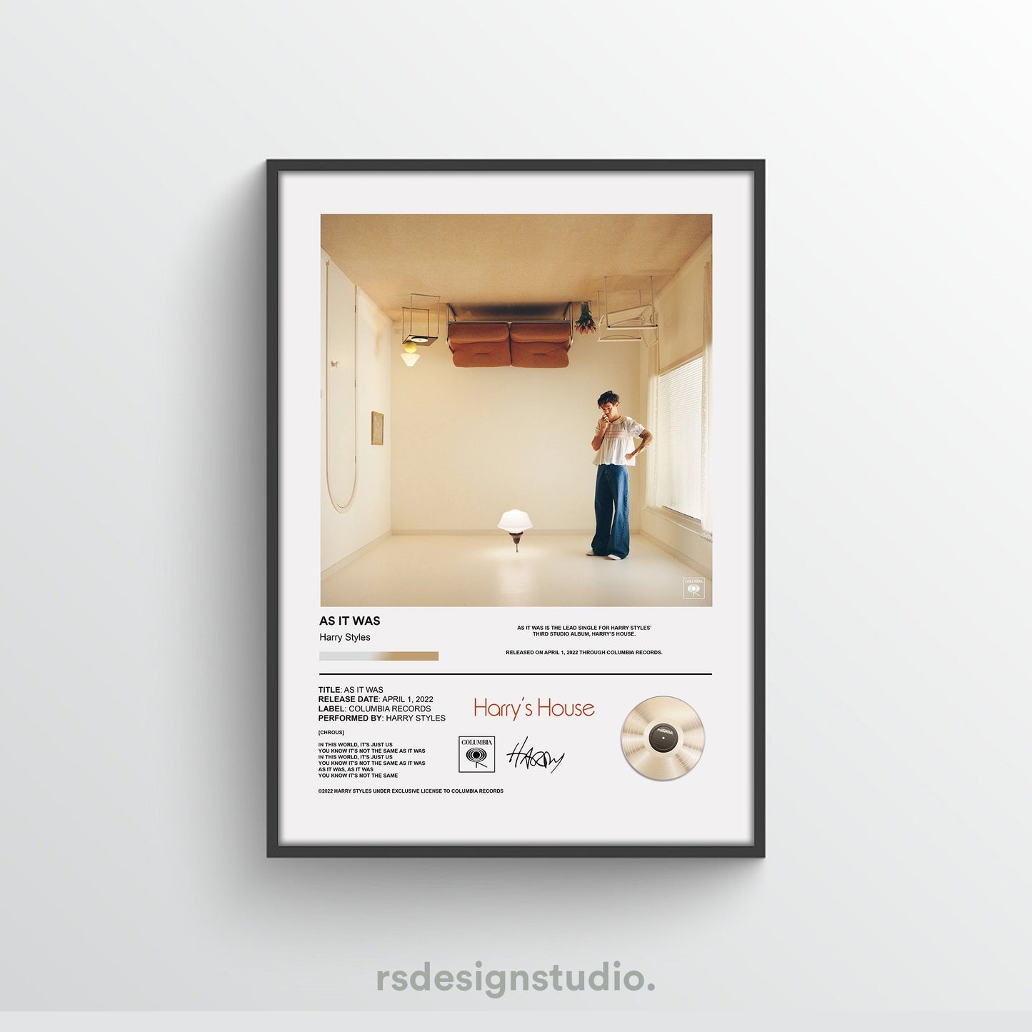 Harry Styles As It Was Poster - rsdesignstudio