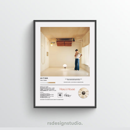 Harry Styles As It Was Poster - rsdesignstudio