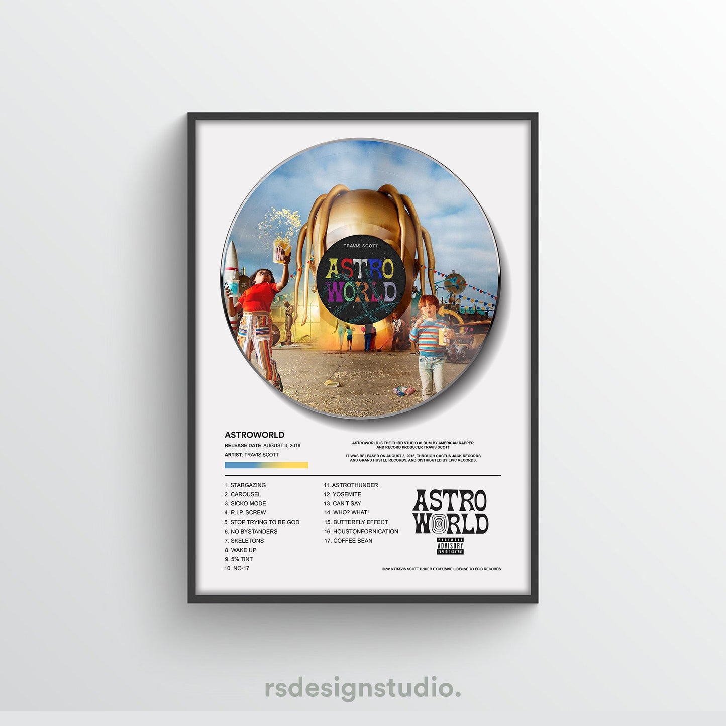 Travis Scott ASTROWORLD Vinyl Poster - rsdesignstudio