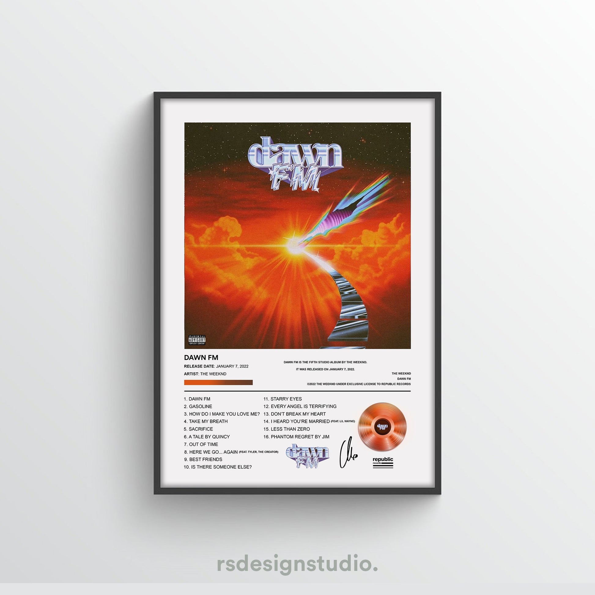 The Weeknd Dawn FM Alternative Album Poster - rsdesignstudio