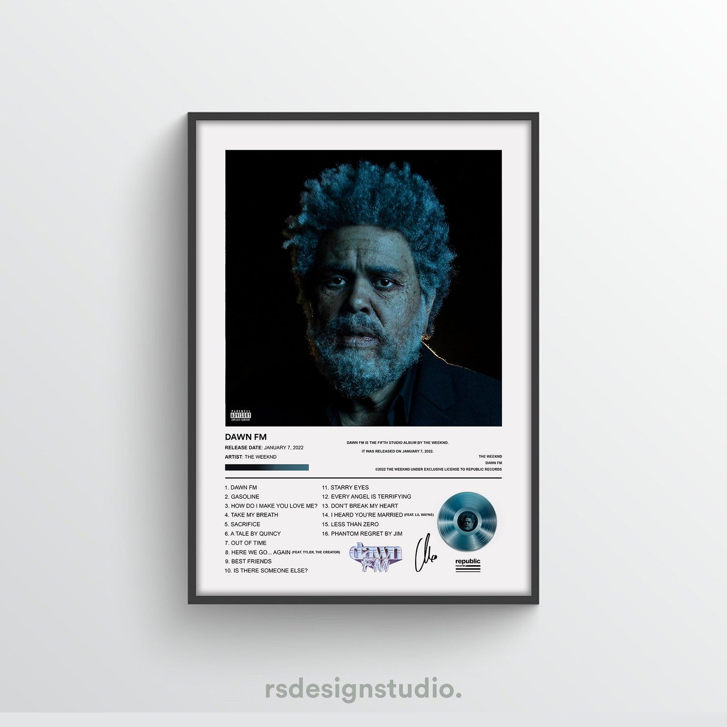 The Weeknd Dawn FM Album Poster - rsdesignstudio