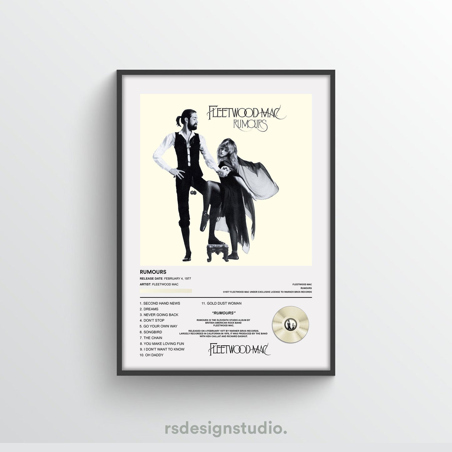 Fleetwood Mac Rumours Album Poster - rsdesignstudio