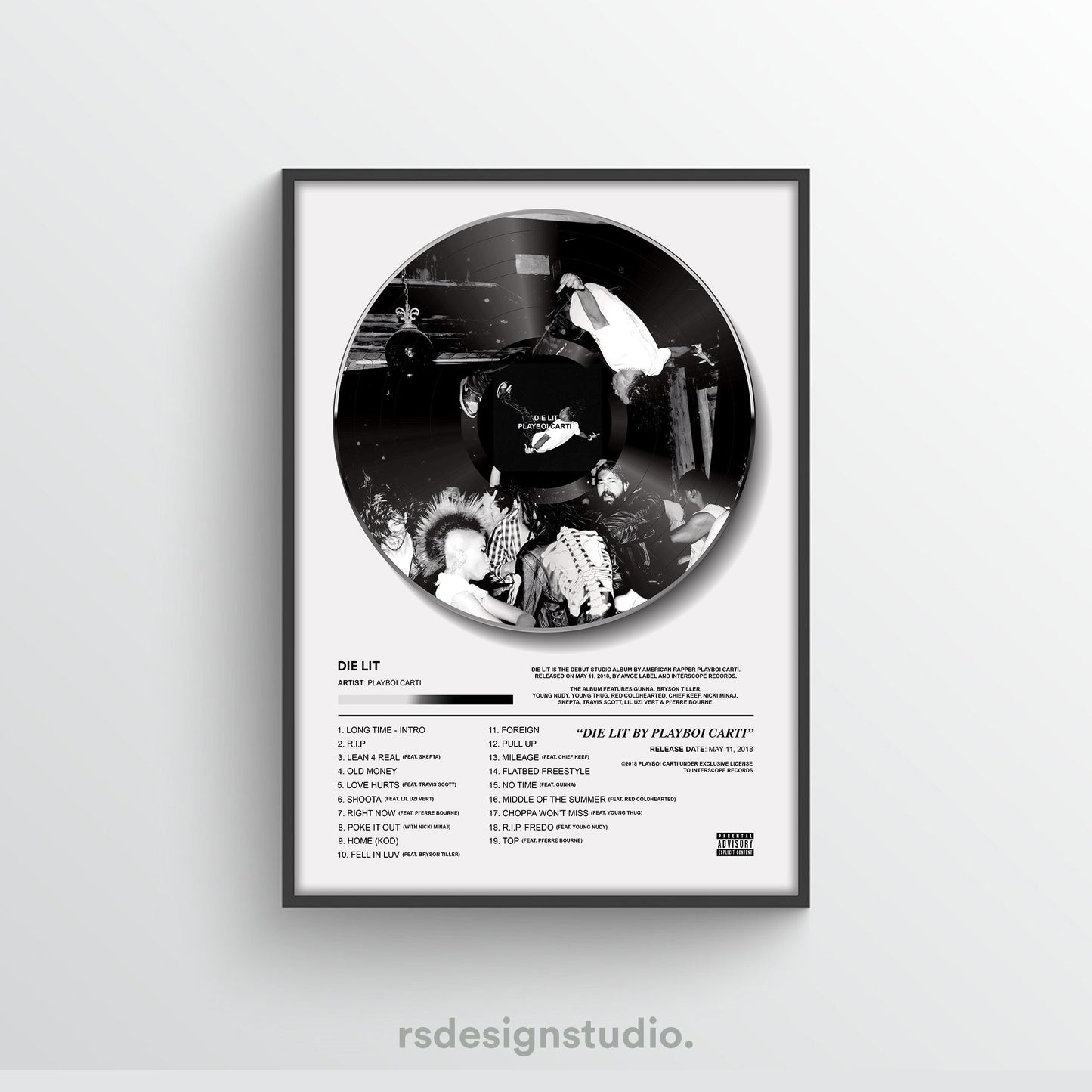 Playboi Carti DIE LIT Vinyl Poster - rsdesignstudio