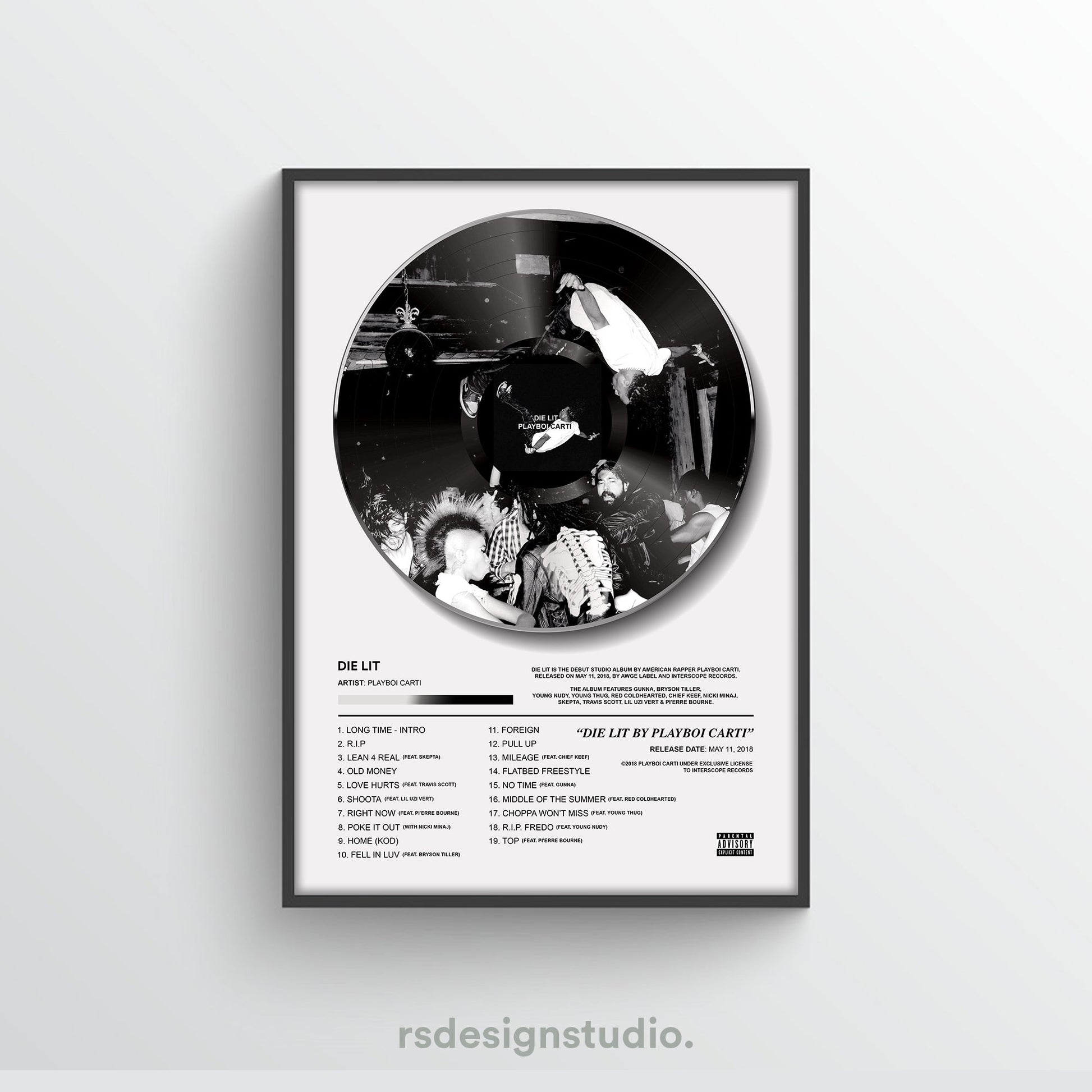 Playboi Carti DIE LIT Vinyl Poster - rsdesignstudio