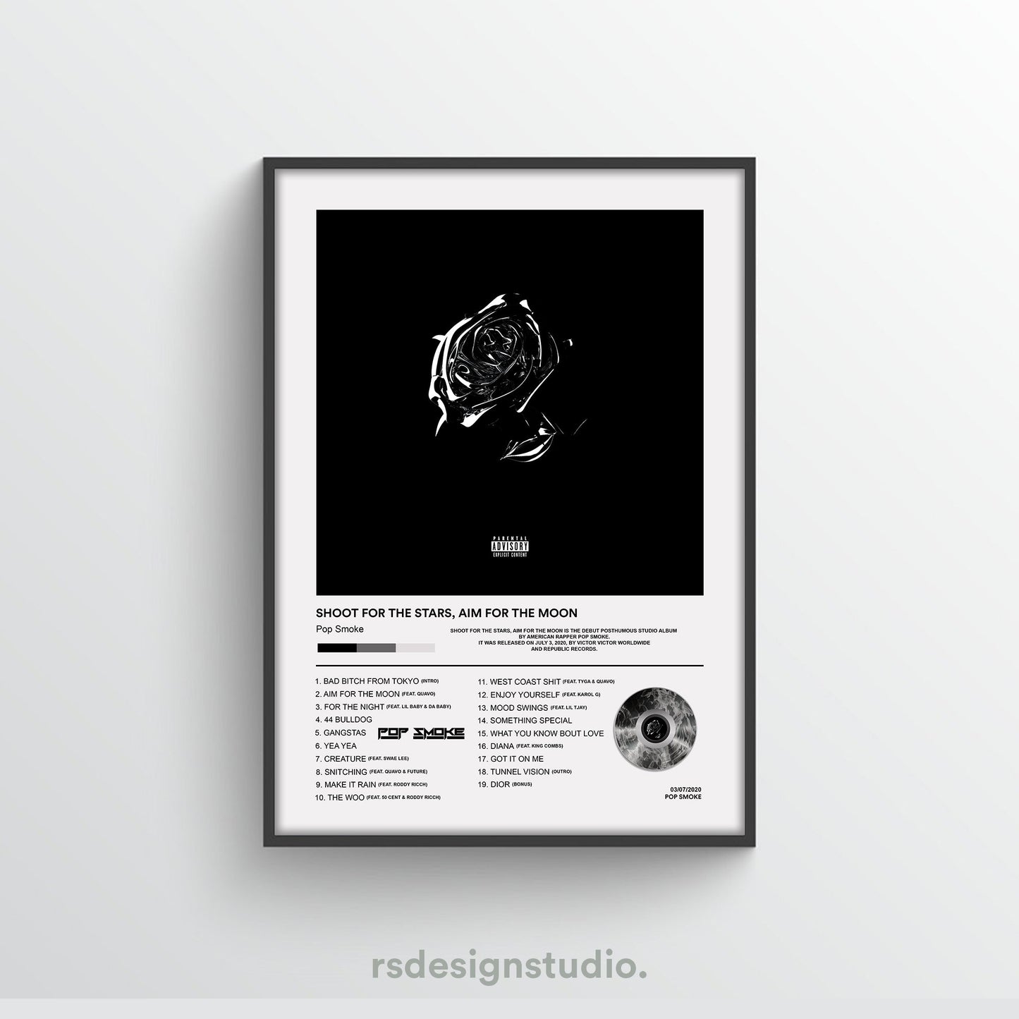 Pop Smoke Shoot For The Stars Album Poster - rsdesignstudio