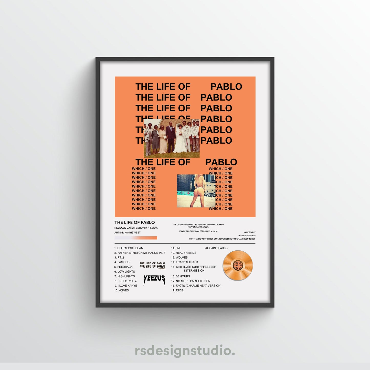 Kanye West The Life Of Pablo Album Poster - rsdesignstudio