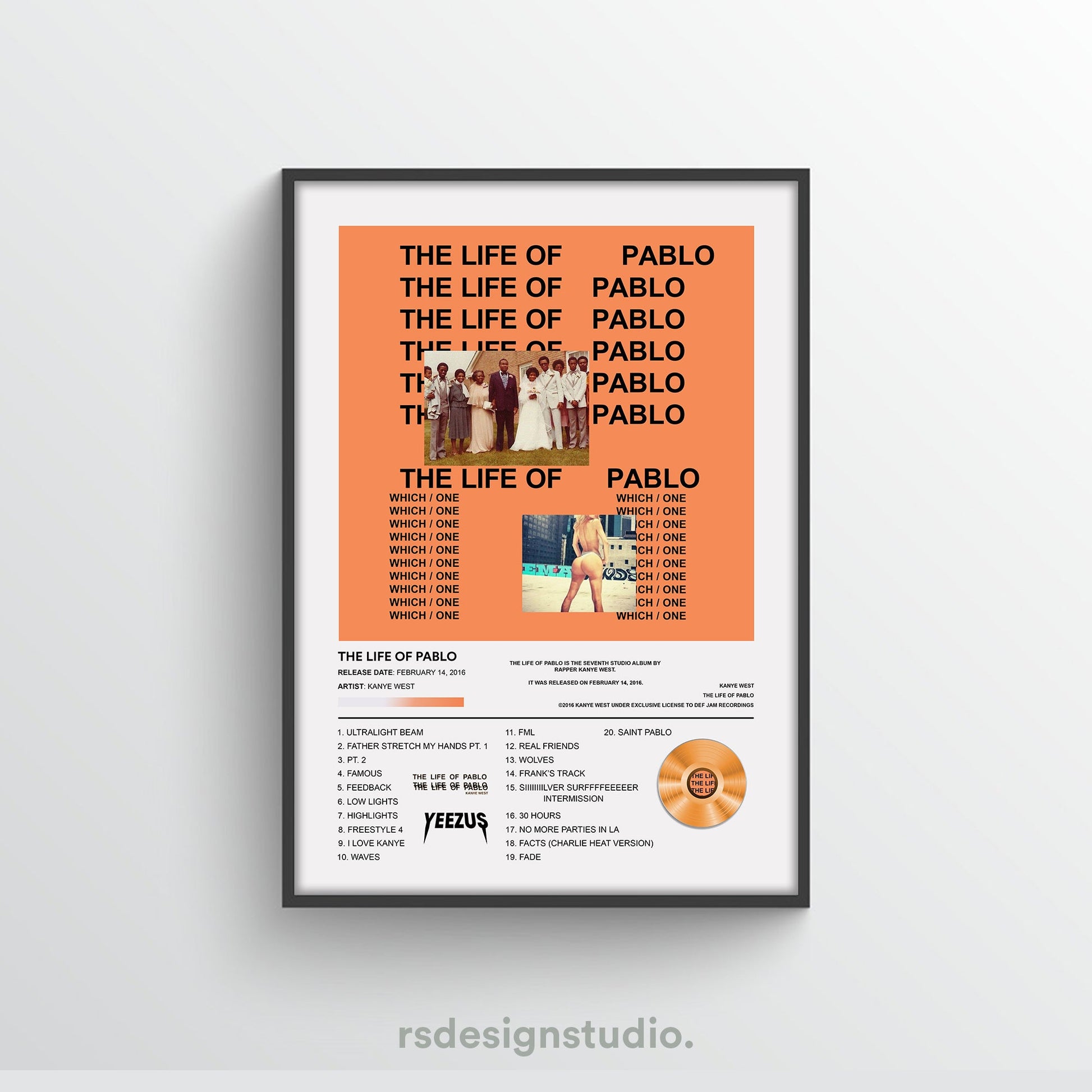 Kanye West The Life Of Pablo Album Poster - rsdesignstudio
