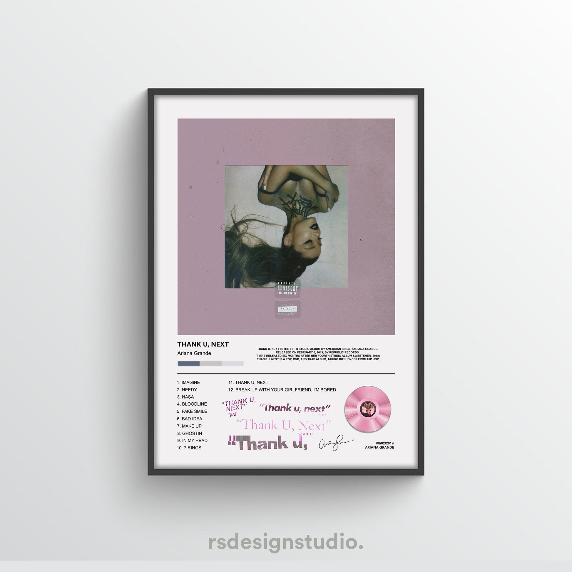 Ariana Grande Thank U, Next Album Poster - rsdesignstudio