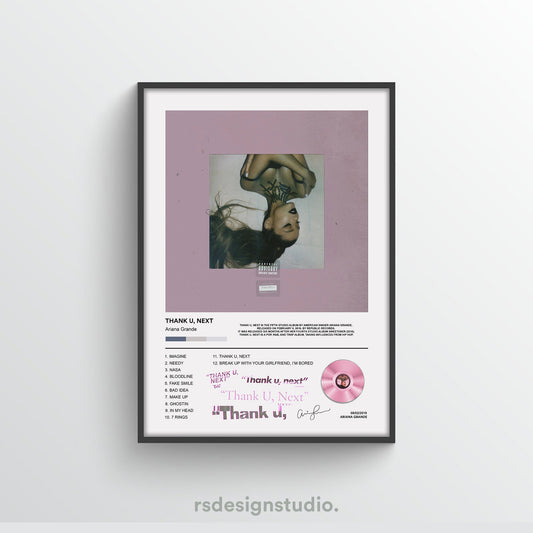 Ariana Grande Thank U, Next Album Poster - rsdesignstudio