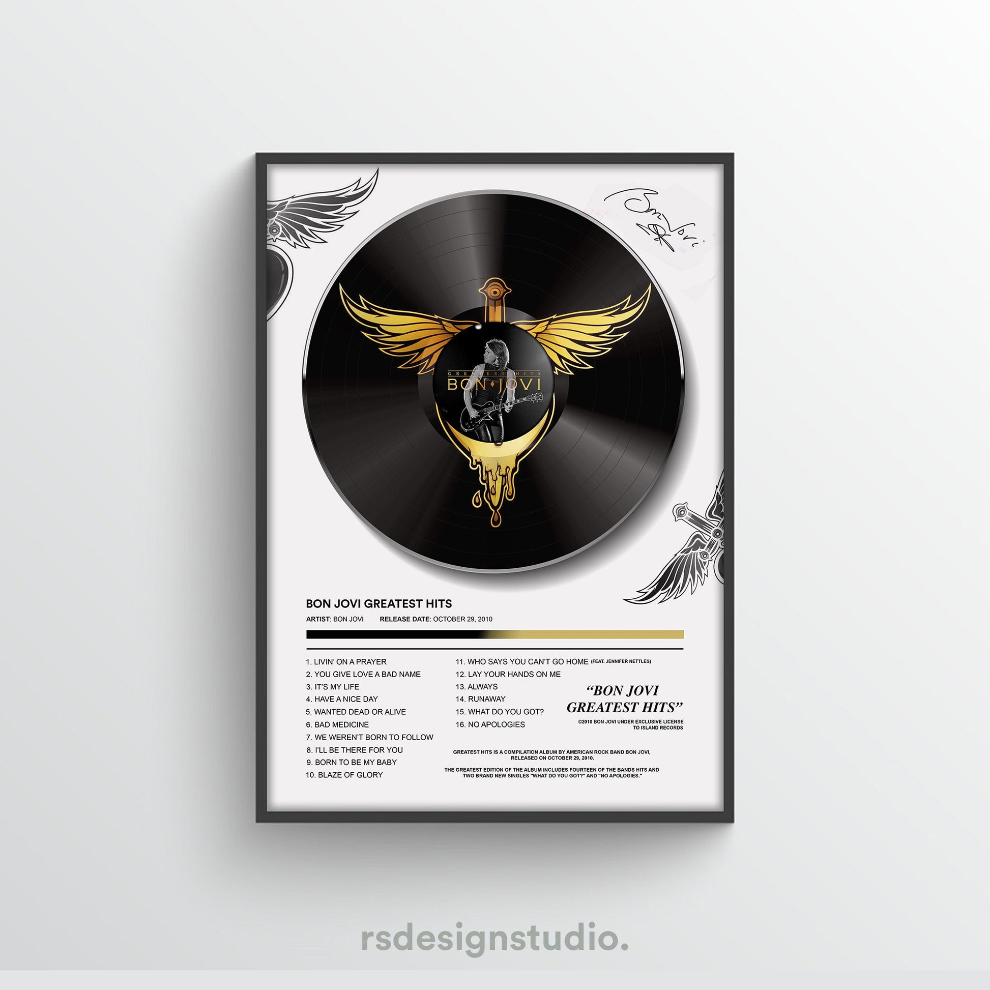 Bon Jovi Greatest Hits Vinyl Poster - rsdesignstudio