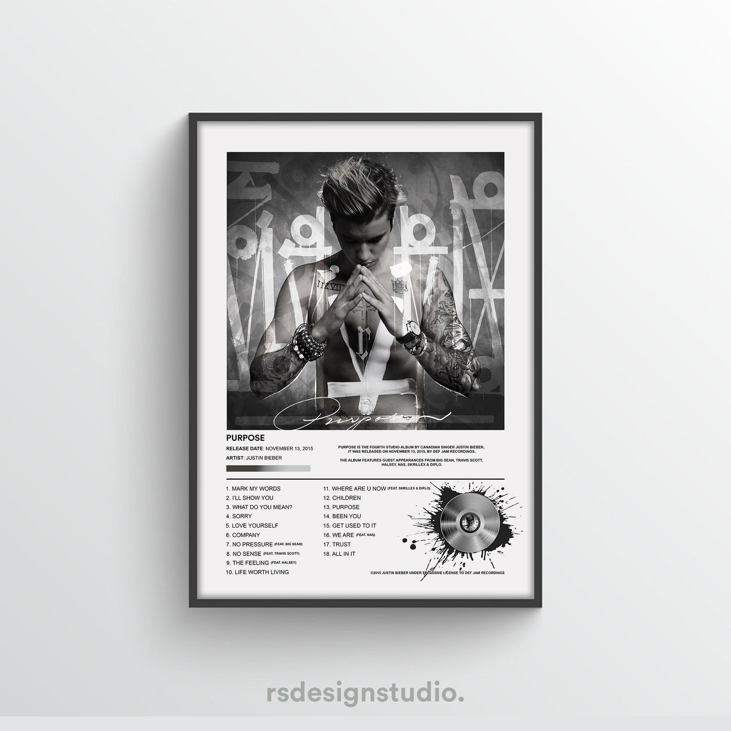 Justin Bieber Purpose Album Poster - rsdesignstudio