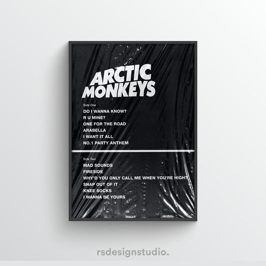 Arctic Monkeys AM Album Tracklist Poster - rsdesignstudio