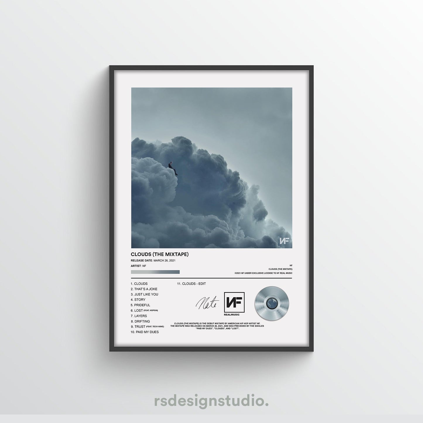 NF Clouds (The Mixtape) Album Poster - rsdesignstudio