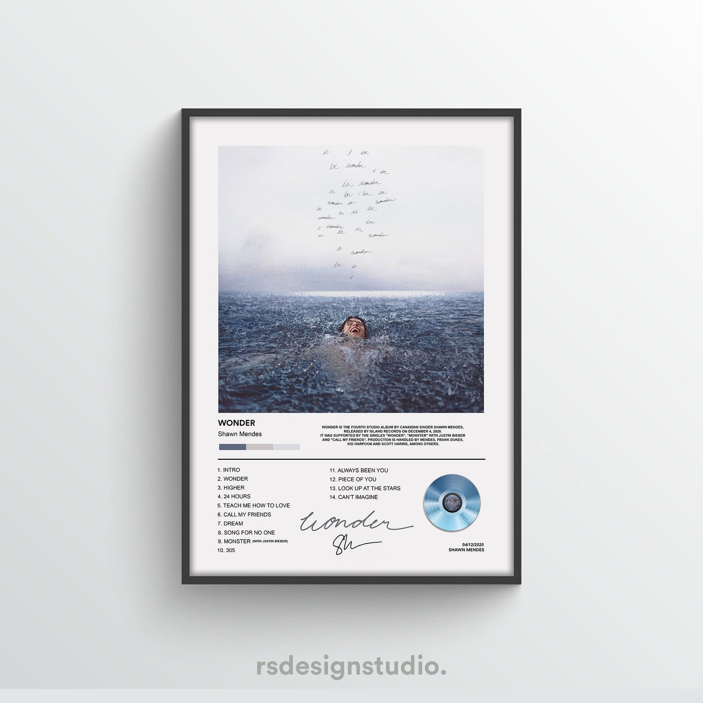 Shawn Mendes Wonder Album Poster - rsdesignstudio