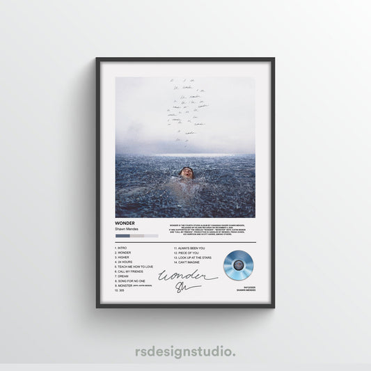 Shawn Mendes Wonder Album Poster - rsdesignstudio