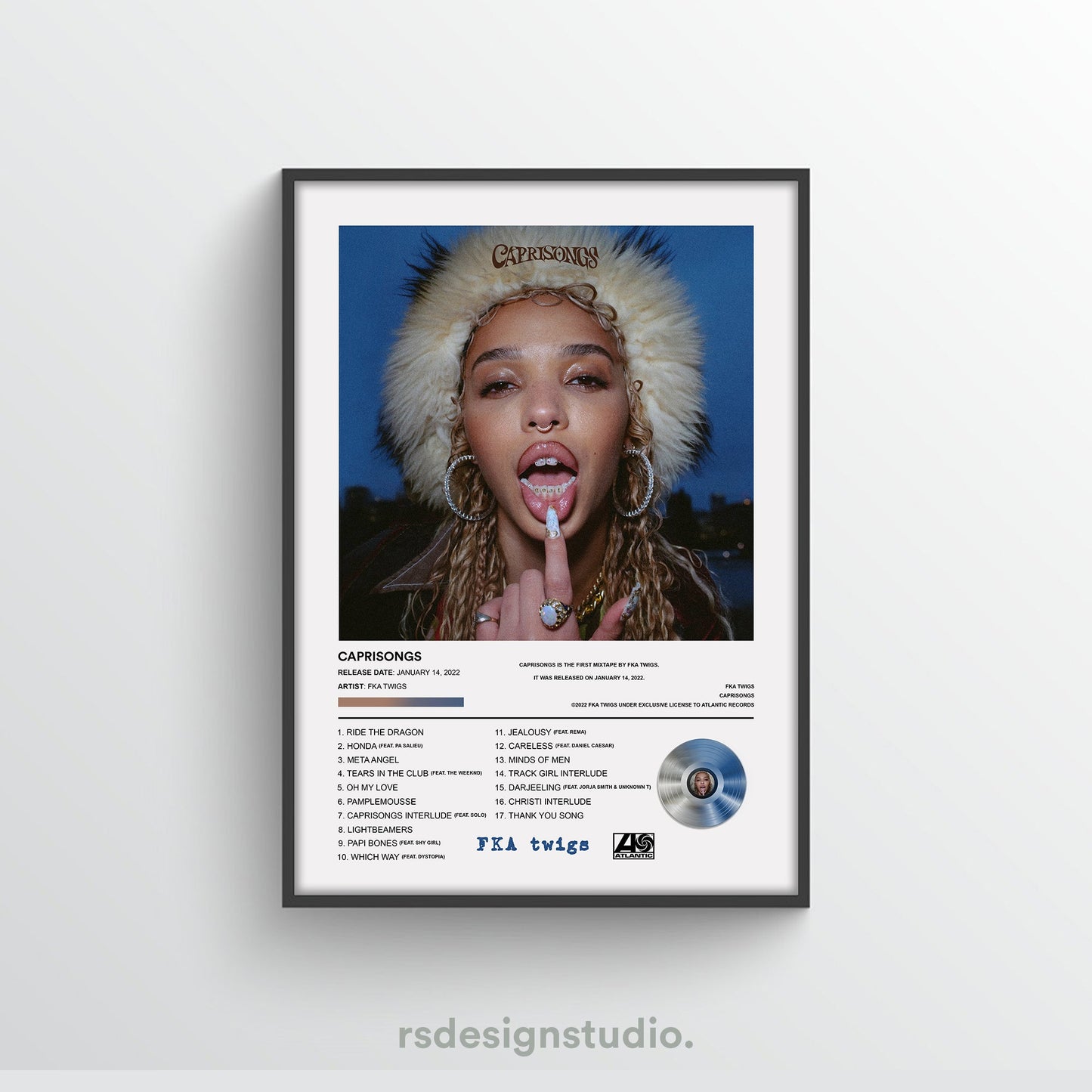 FKA Twigs CAPRISONGS Album Poster - rsdesignstudio