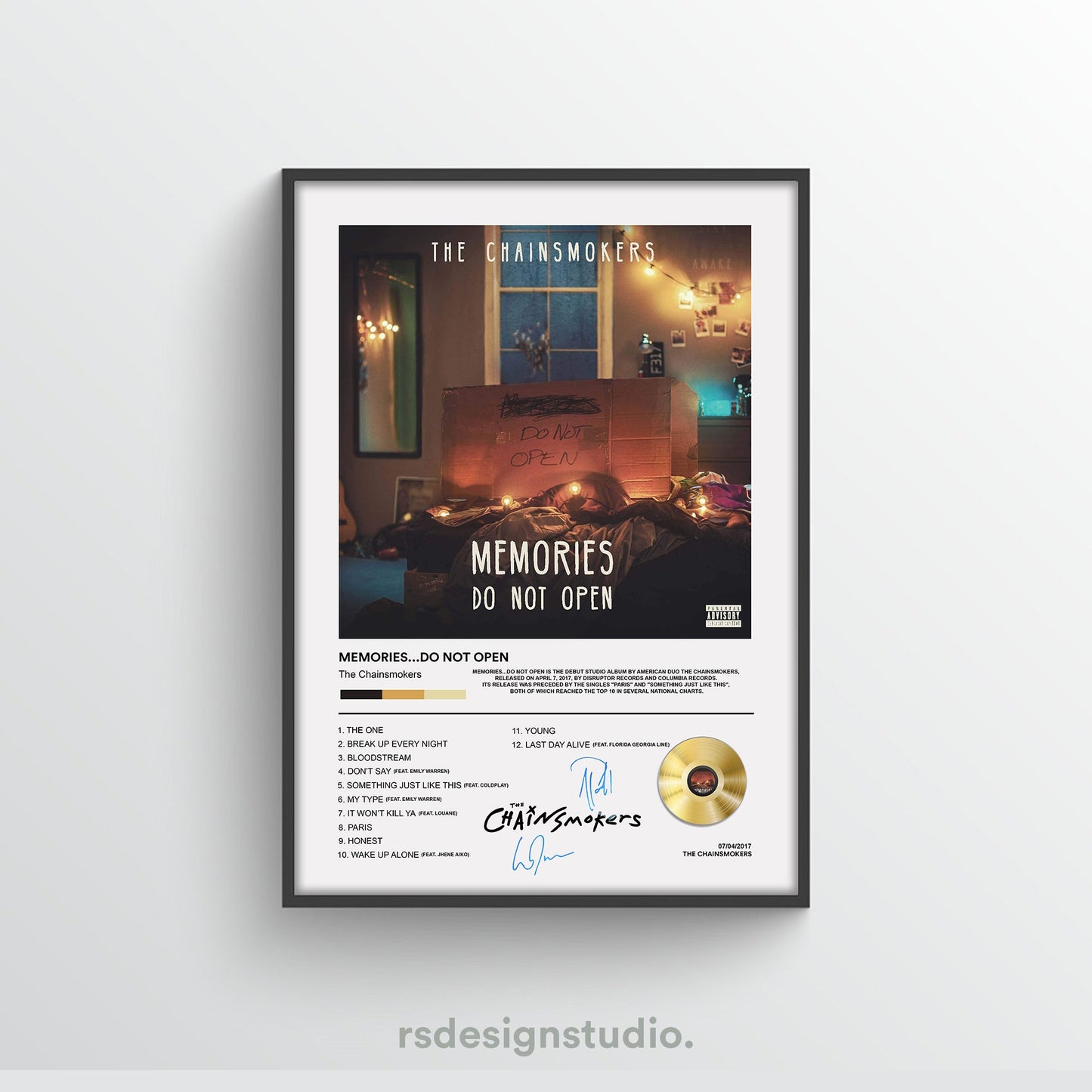 The Chainsmokers Memories...Do Not Open Album Poster - rsdesignstudio