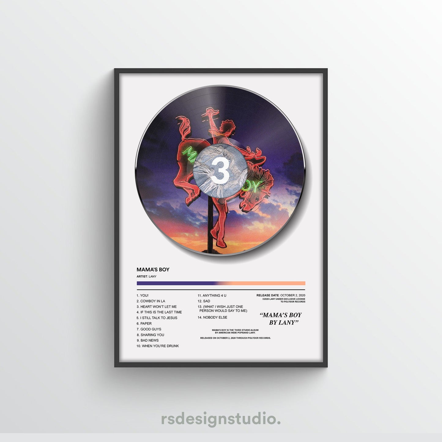 LANY Mama's Boy Vinyl Poster - rsdesignstudio