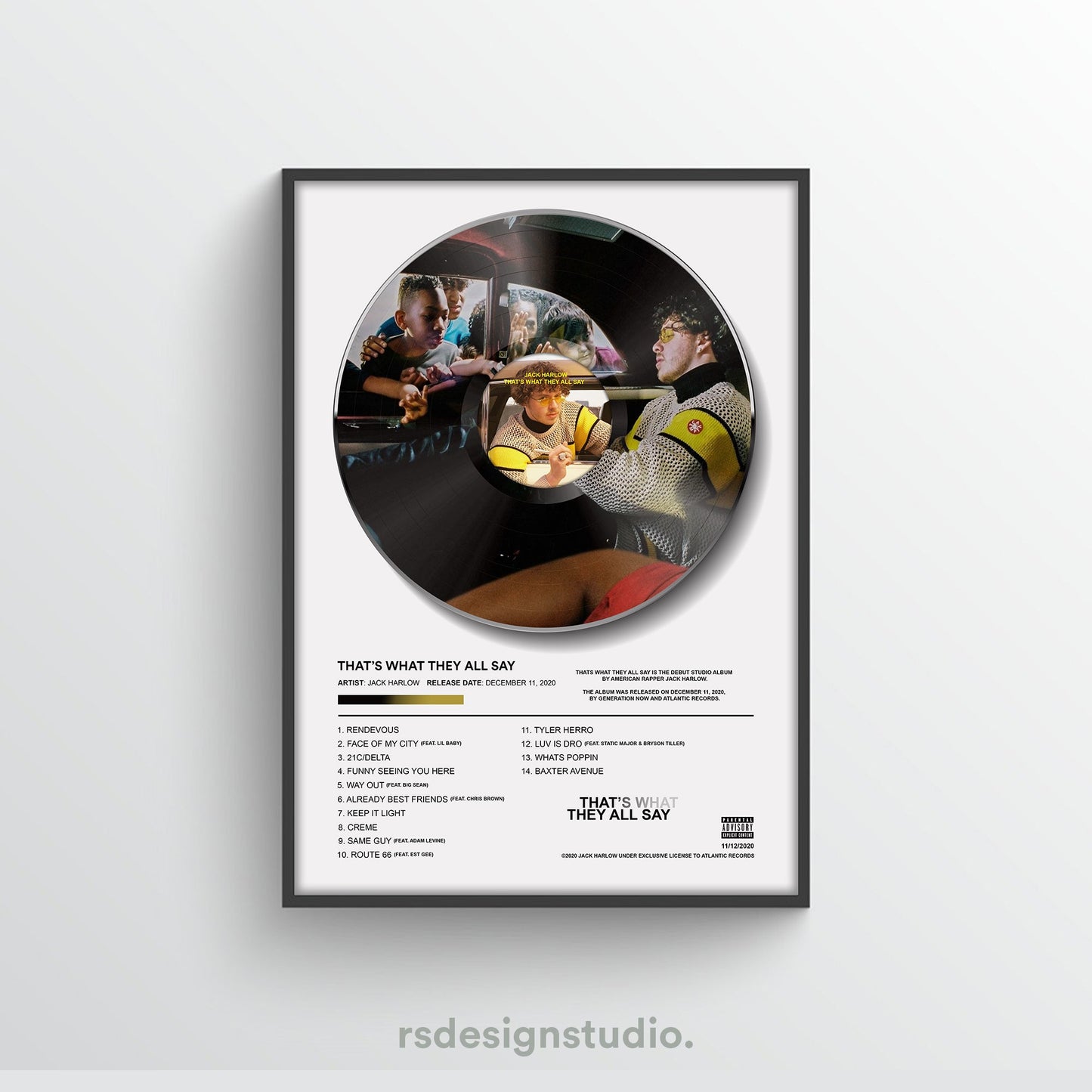 Jack Harlow That's What They All Say Vinyl Poster - rsdesignstudio