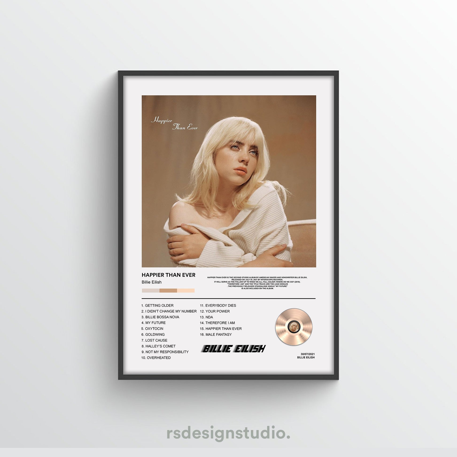Billie Eilish Happier Than Ever Album Poster - rsdesignstudio