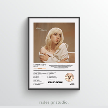 Billie Eilish Happier Than Ever Album Poster - rsdesignstudio