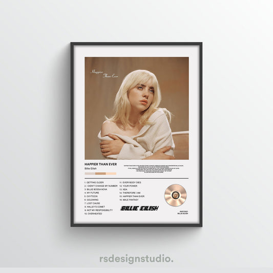 Billie Eilish Happier Than Ever Album Poster - rsdesignstudio