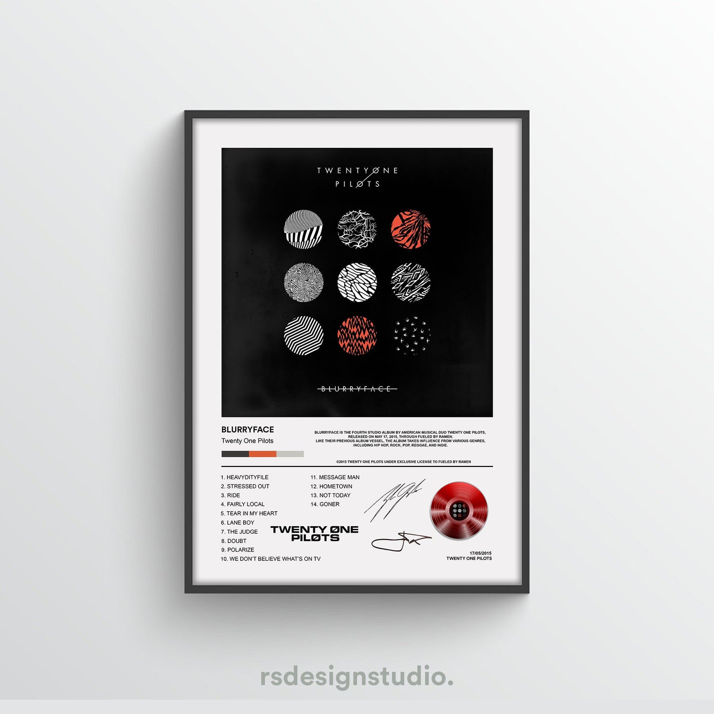 Twenty One Pilots BLURRYFACE Album Poster - rsdesignstudio