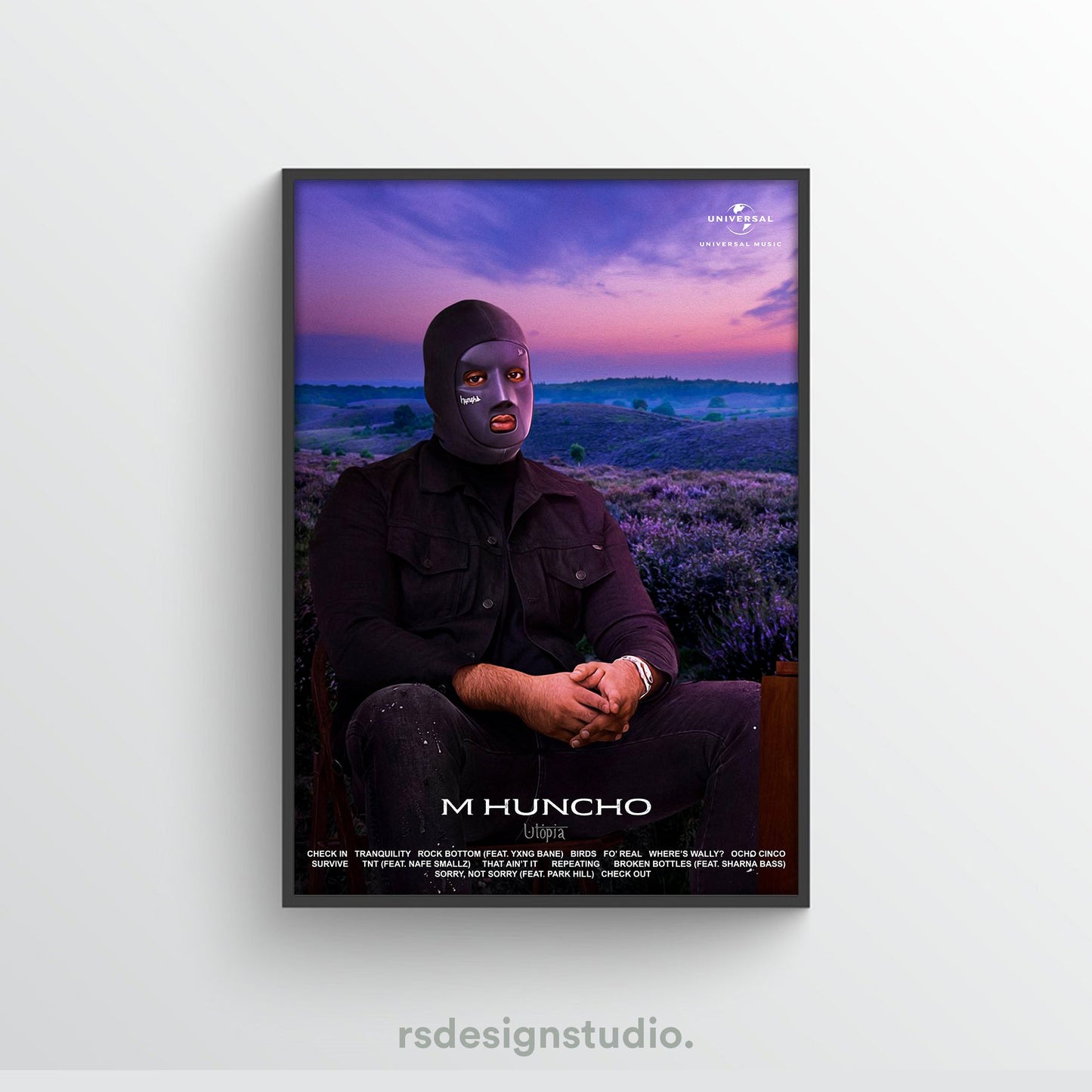 M Huncho Utopia Album Tracklist Poster - rsdesignstudio