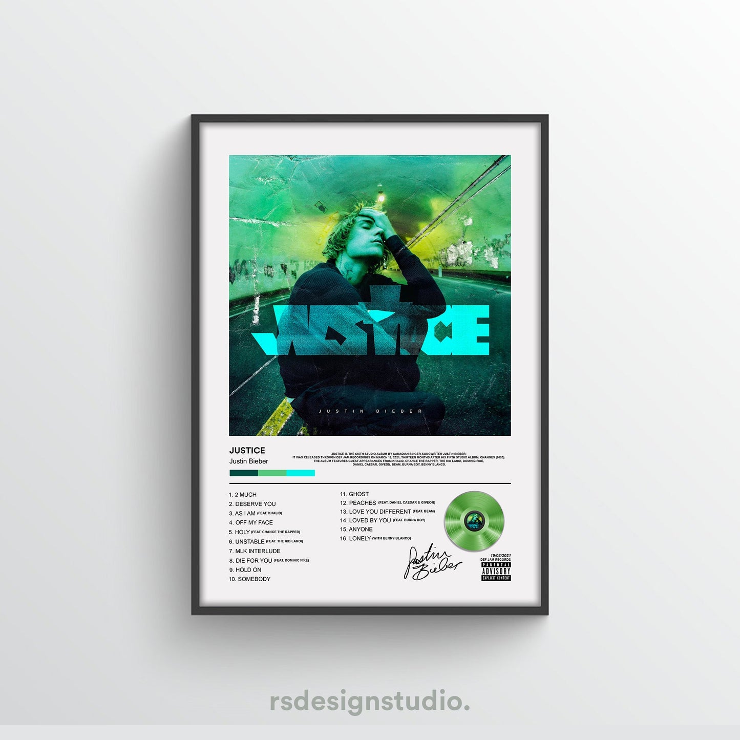 Justin Bieber Justice Album Poster - rsdesignstudio