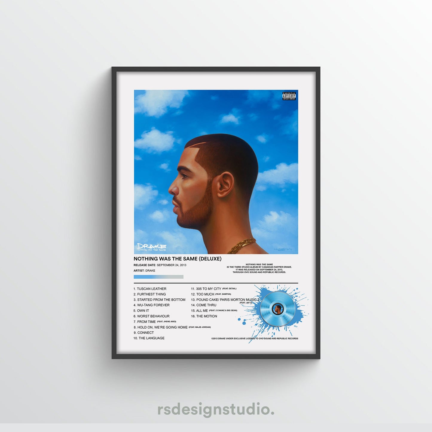 Drake Nothing Was The Same Album Poster - rsdesignstudio