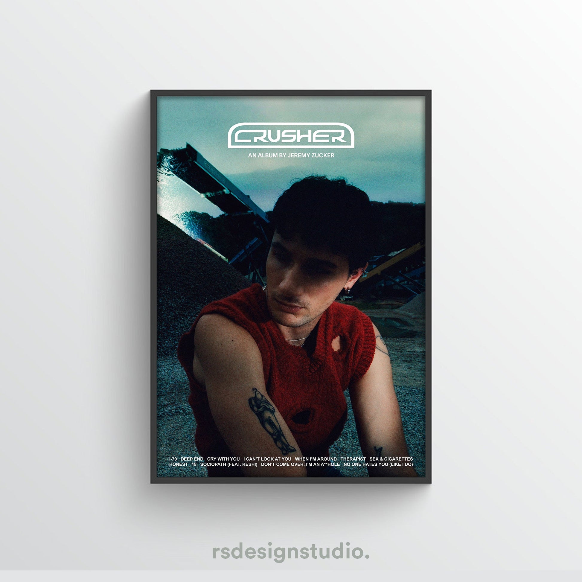 Jeremy Zucker CRUSHER Album Tracklist Poster - rsdesignstudio