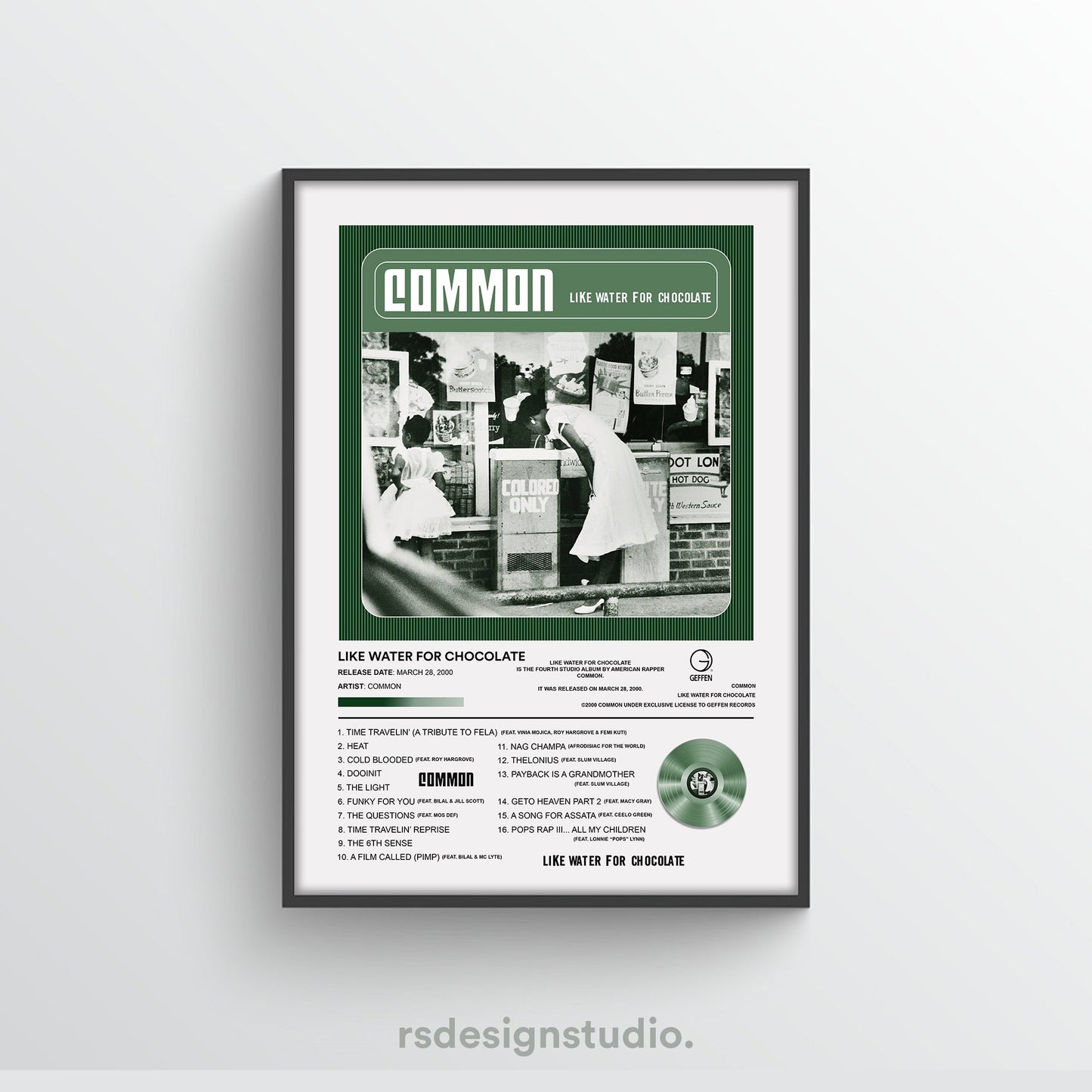 Common Like Water For Chocolate Album Poster - rsdesignstudio