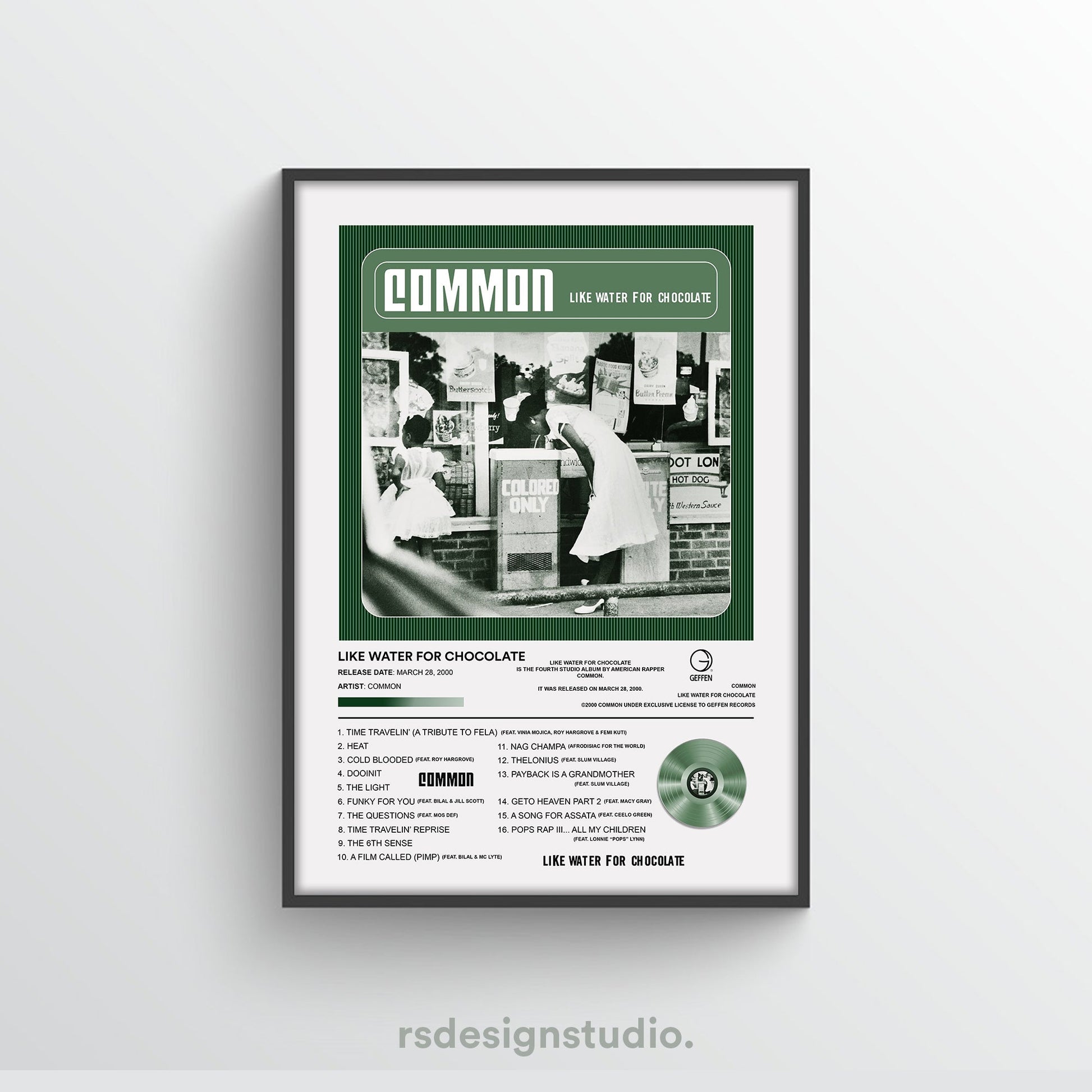 Common Like Water For Chocolate Album Poster - rsdesignstudio