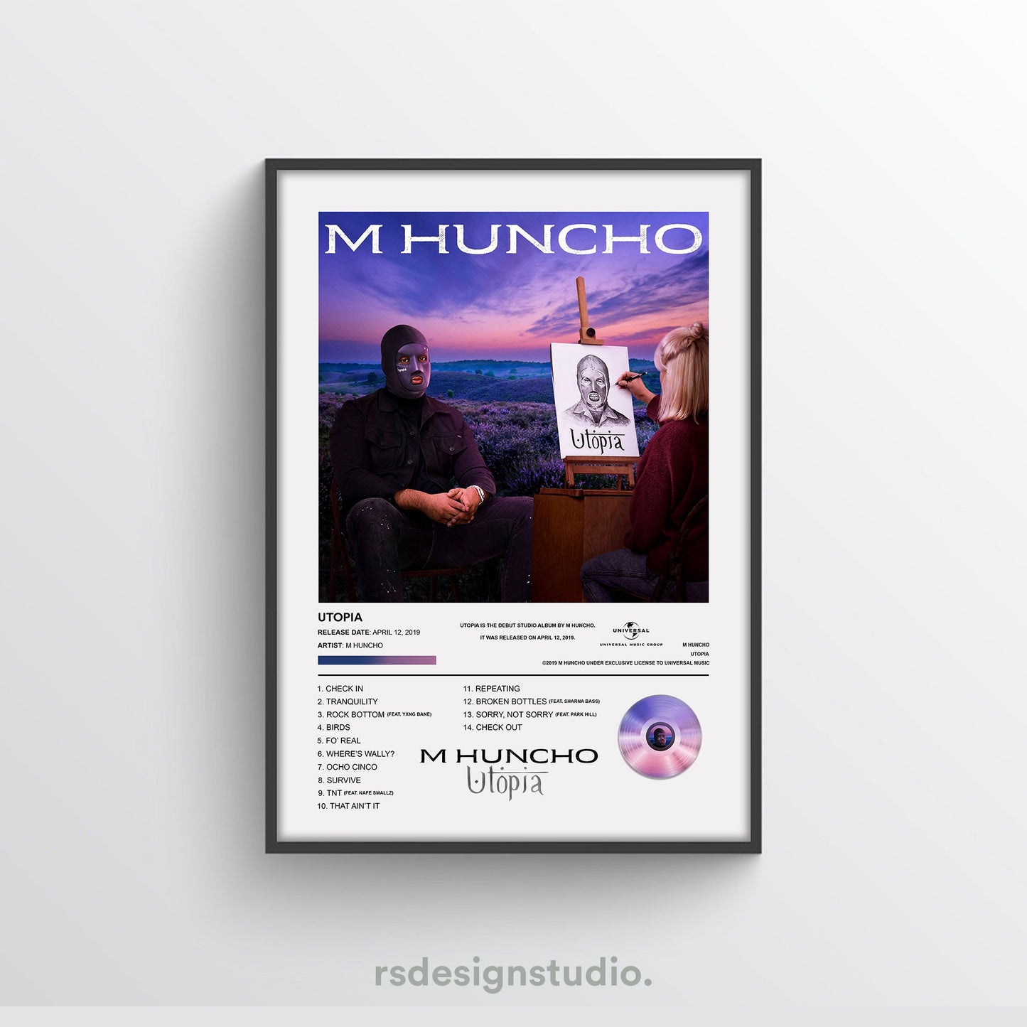 M Huncho Utopia Album Poster - rsdesignstudio