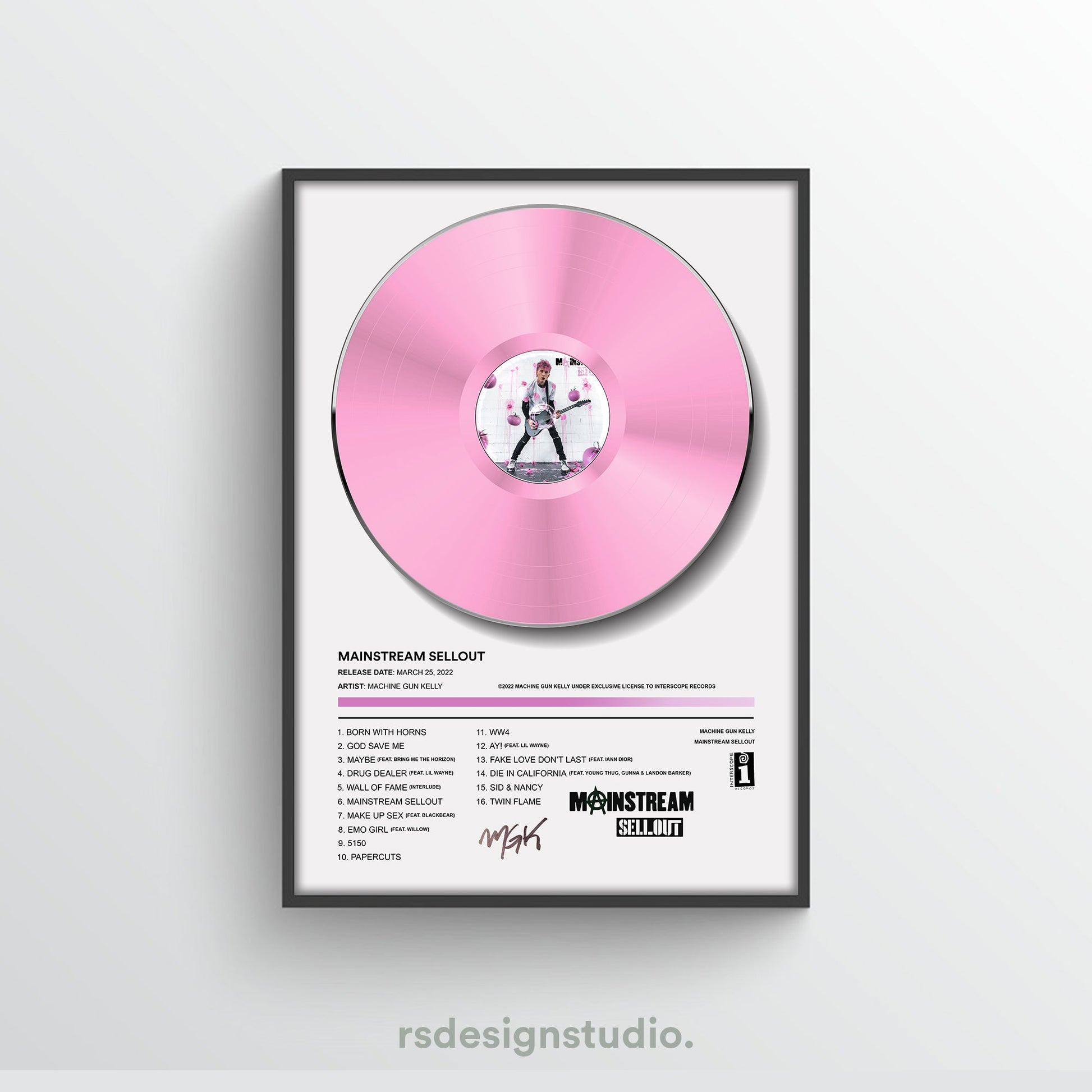 Machine Gun Kelly Mainstream Sellout Vinyl Poster - rsdesignstudio