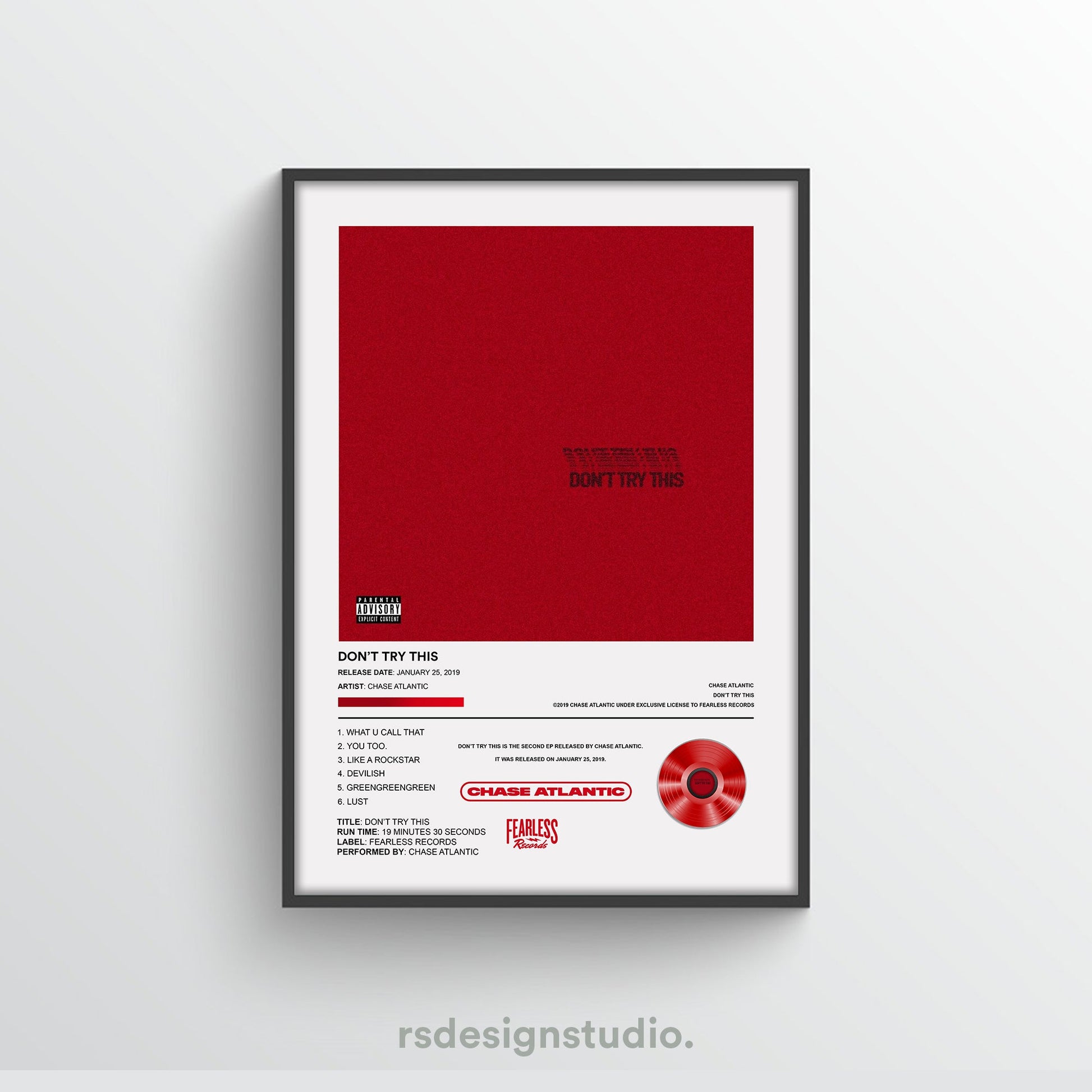 Chase Atlantic Don't Try This Album Poster - rsdesignstudio