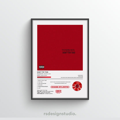 Chase Atlantic Don't Try This Album Poster - rsdesignstudio