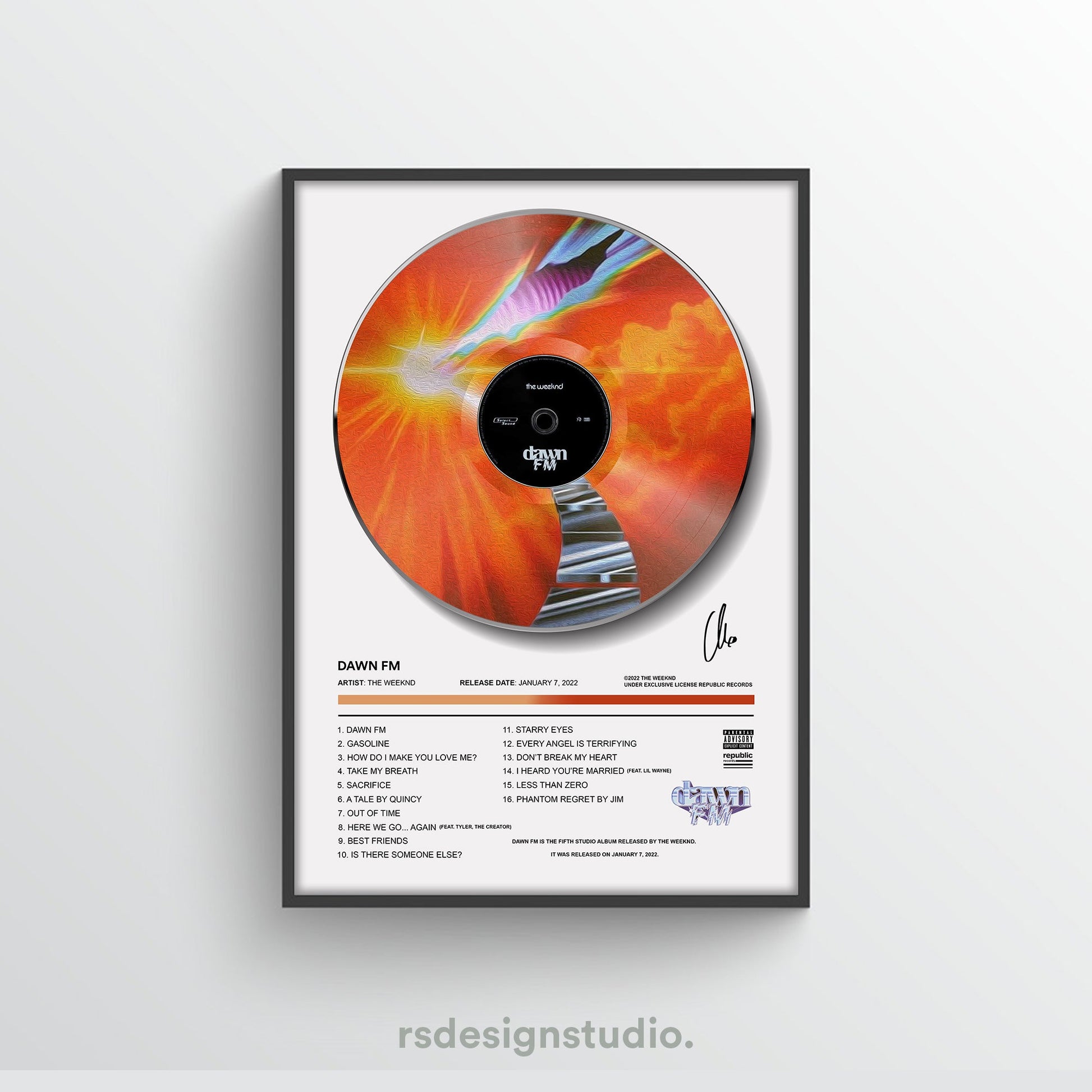 The Weeknd Dawn FM Vinyl Poster - rsdesignstudio