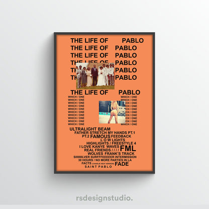 Kanye West The Life Of Pablo Tracklist Poster - rsdesignstudio