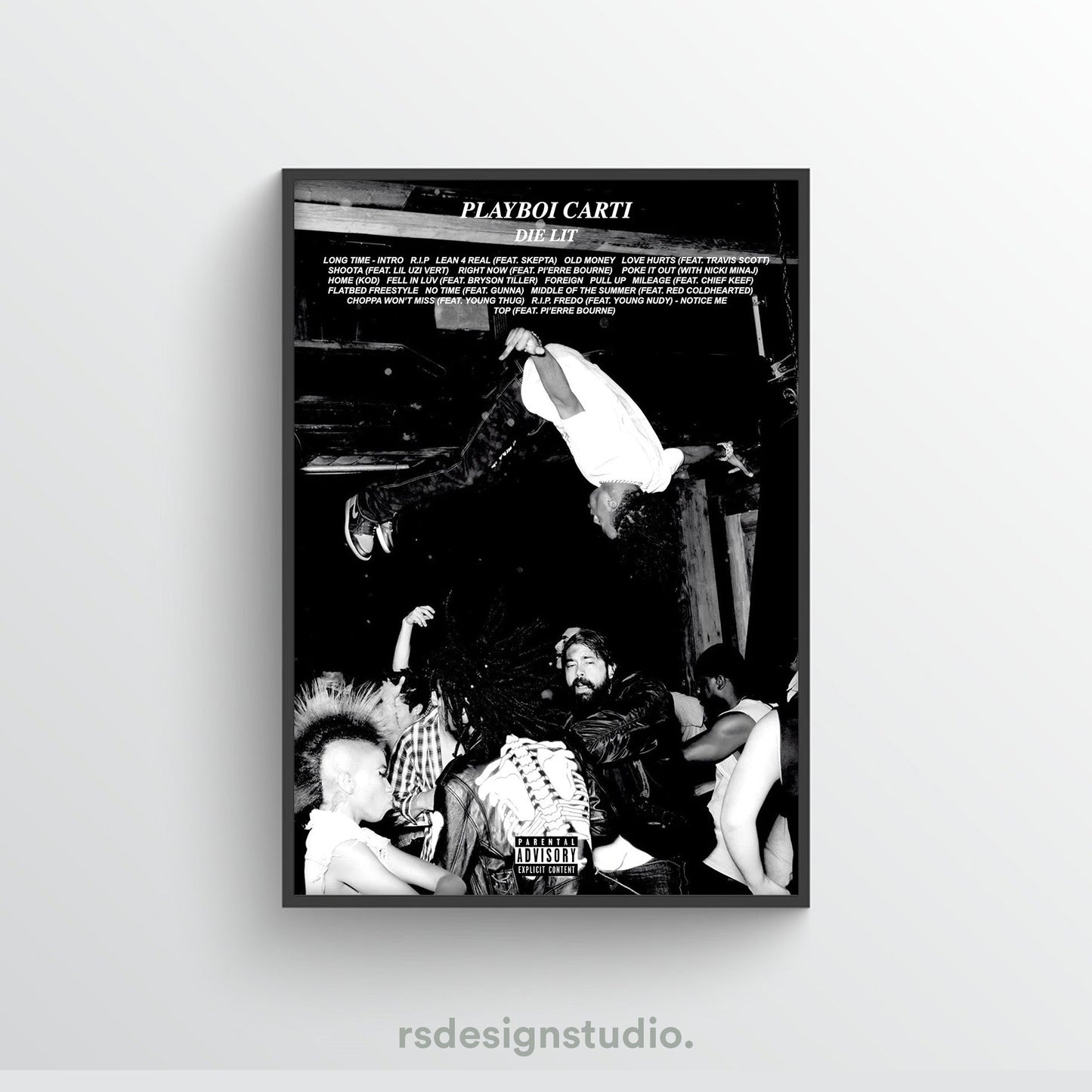 Playboi Carti DIE LIT Album Tracklist Poster - rsdesignstudio