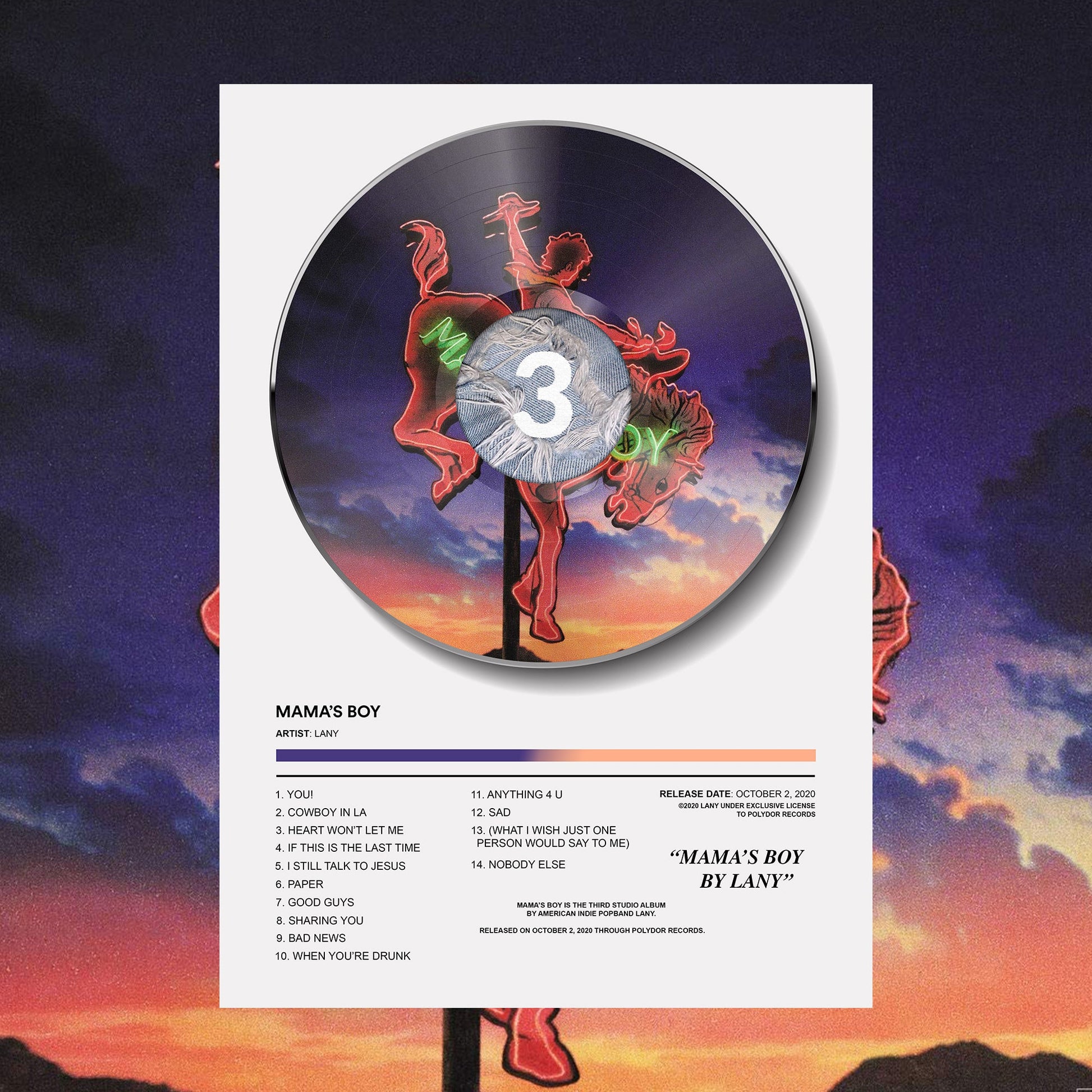 LANY Mama's Boy Vinyl Poster - rsdesignstudio