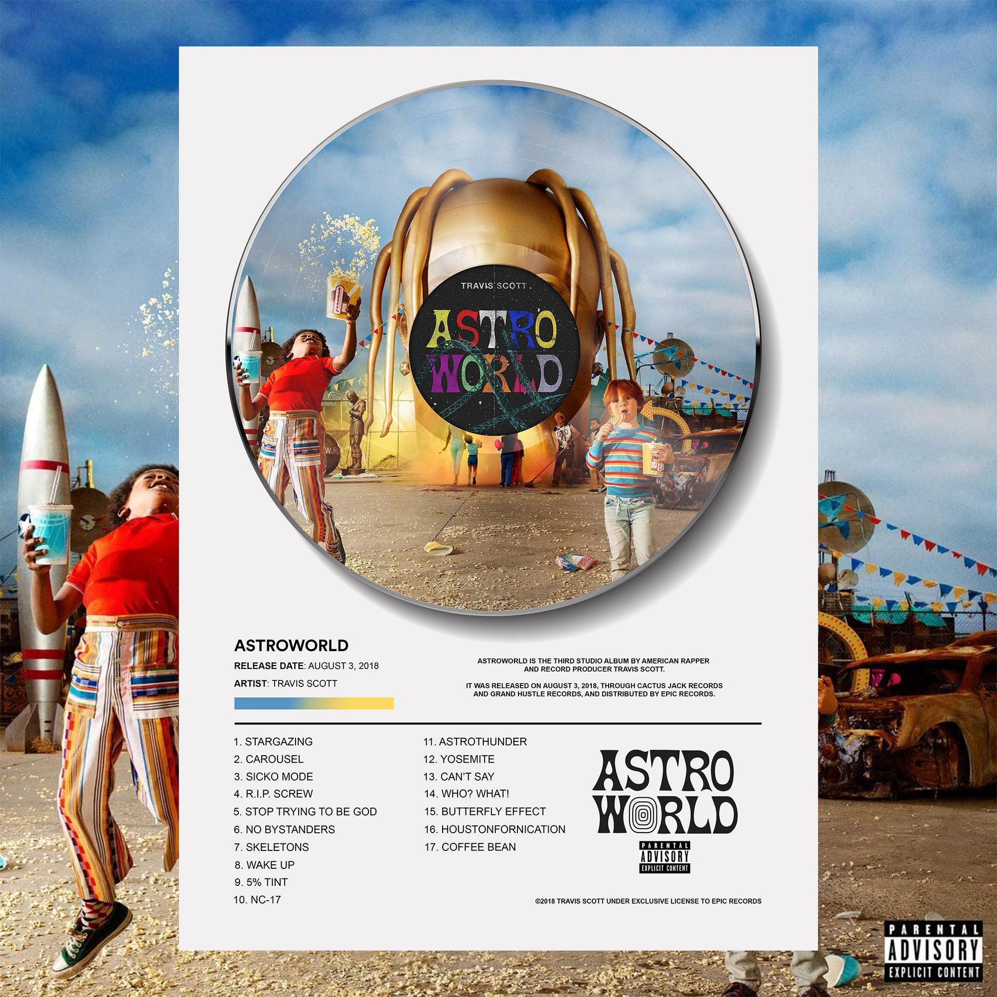 Travis Scott ASTROWORLD Vinyl Poster - rsdesignstudio