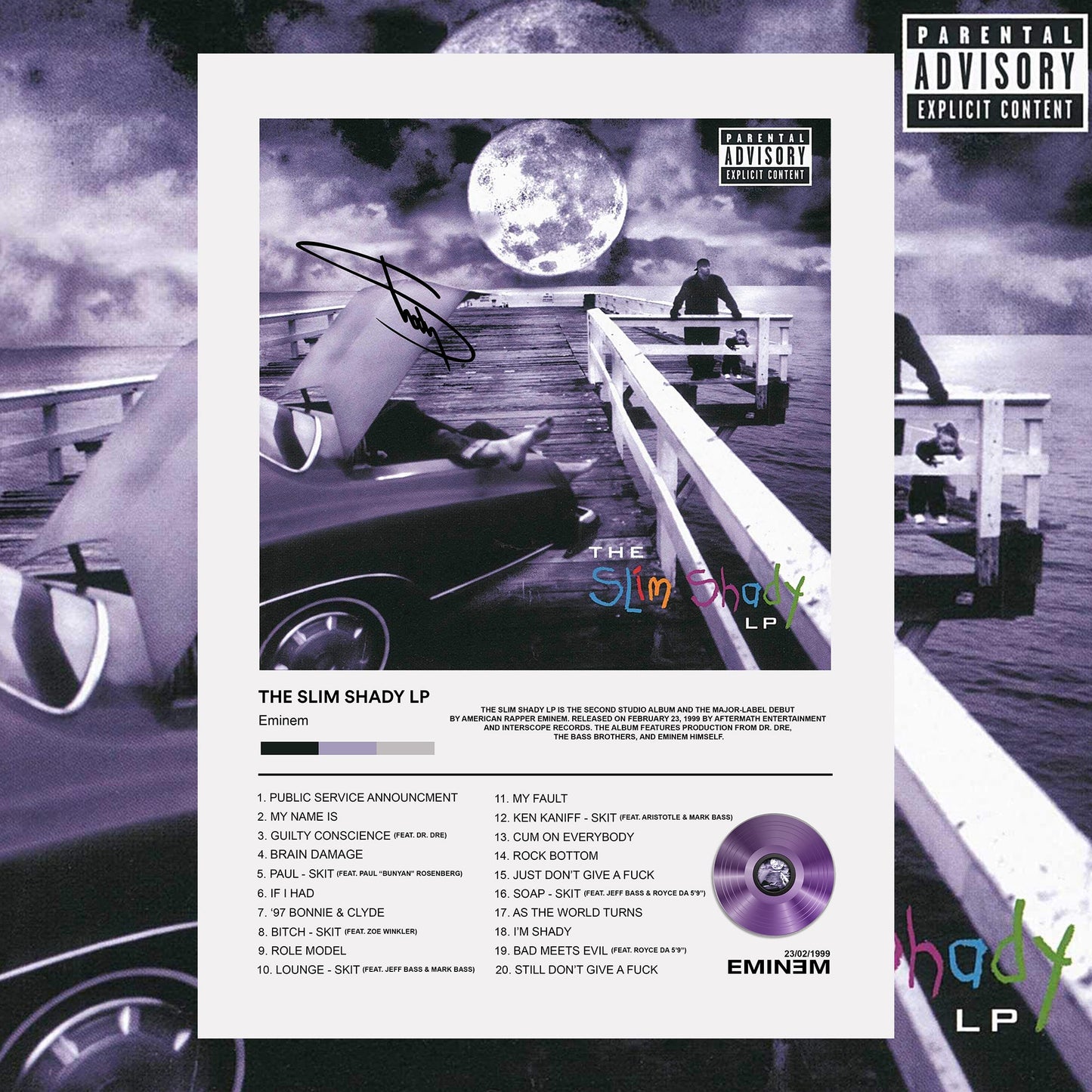 Eminem The Slim Shady LP Album Poster - rsdesignstudio