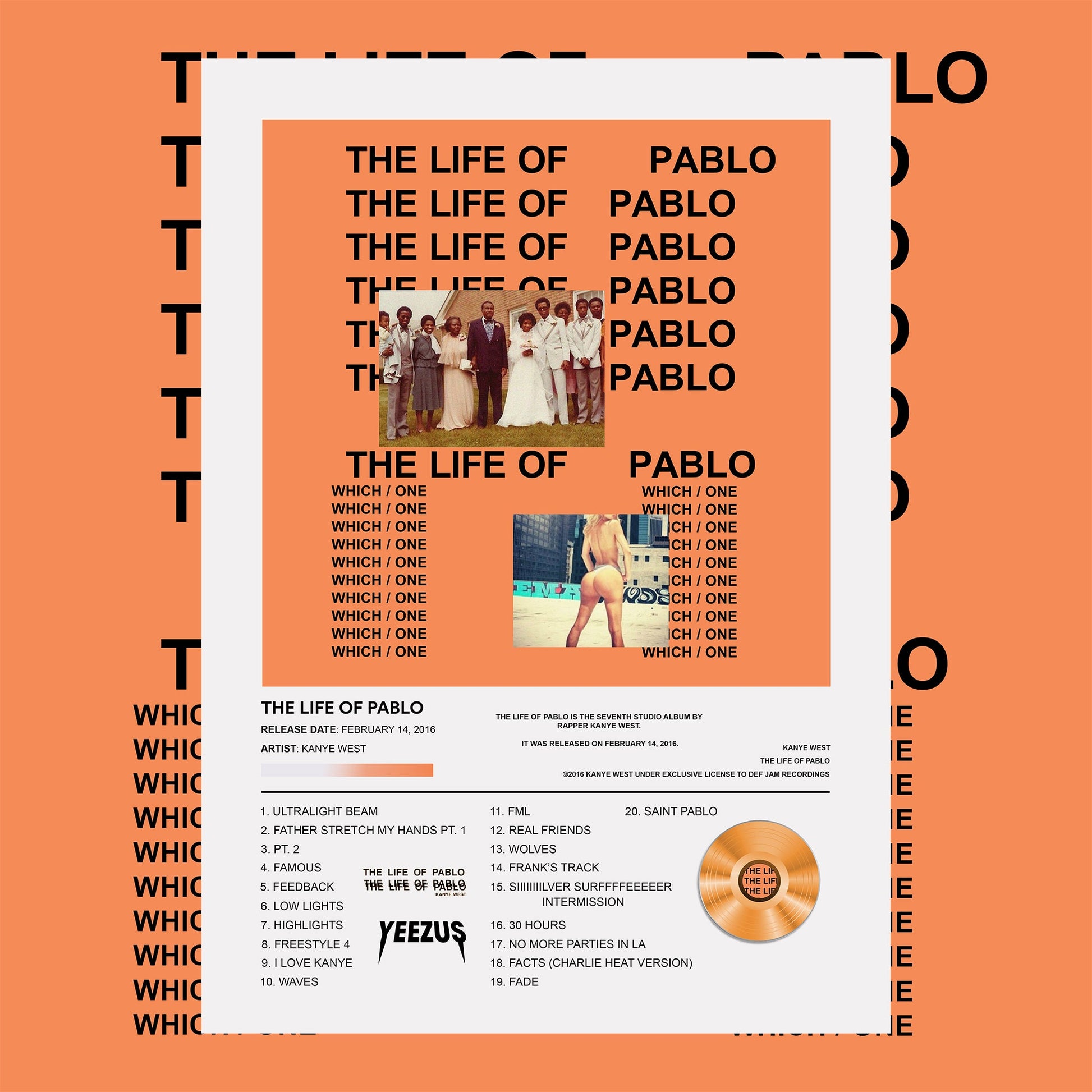 Kanye West The Life Of Pablo Album Poster - rsdesignstudio
