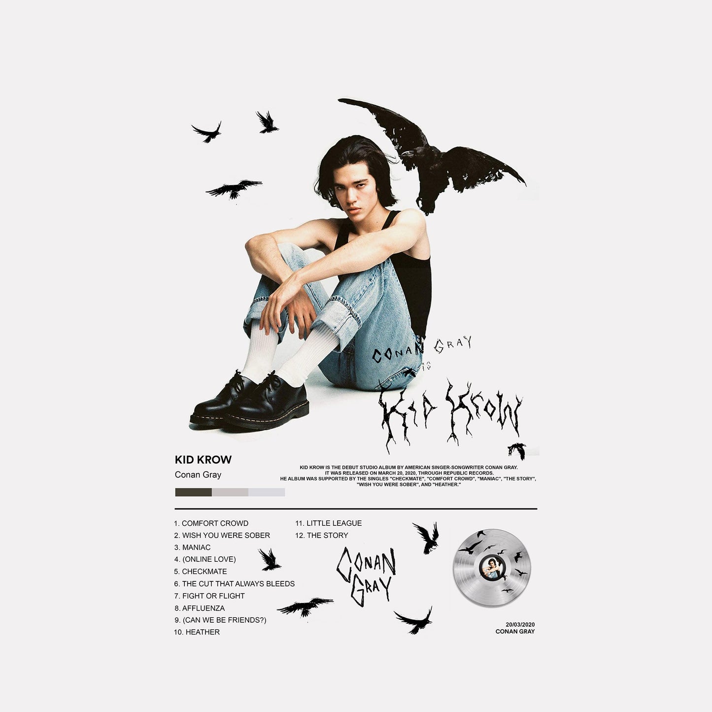 Conan Gray Kid Krow Album Poster - rsdesignstudio