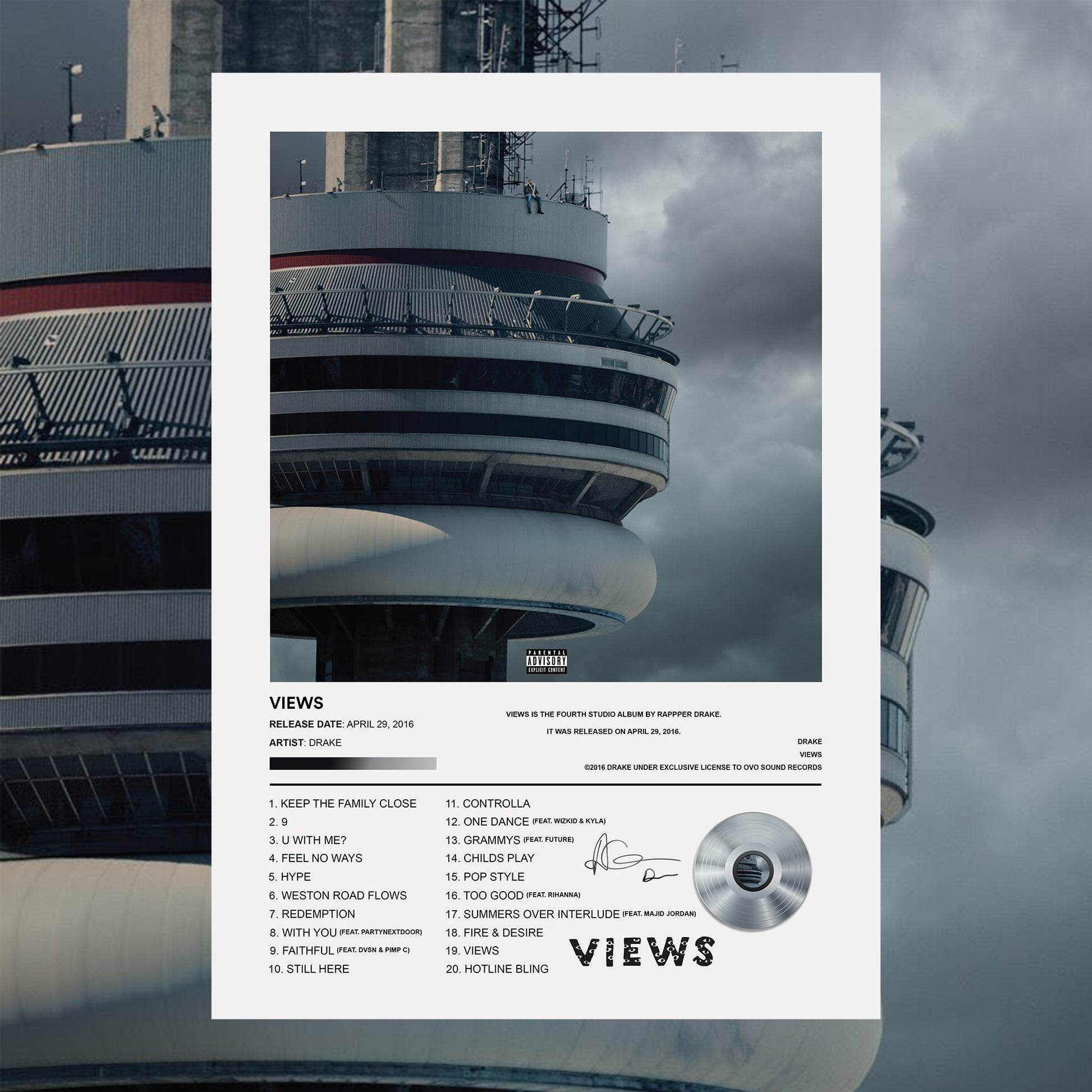 Drake VIEWS Album Poster - rsdesignstudio