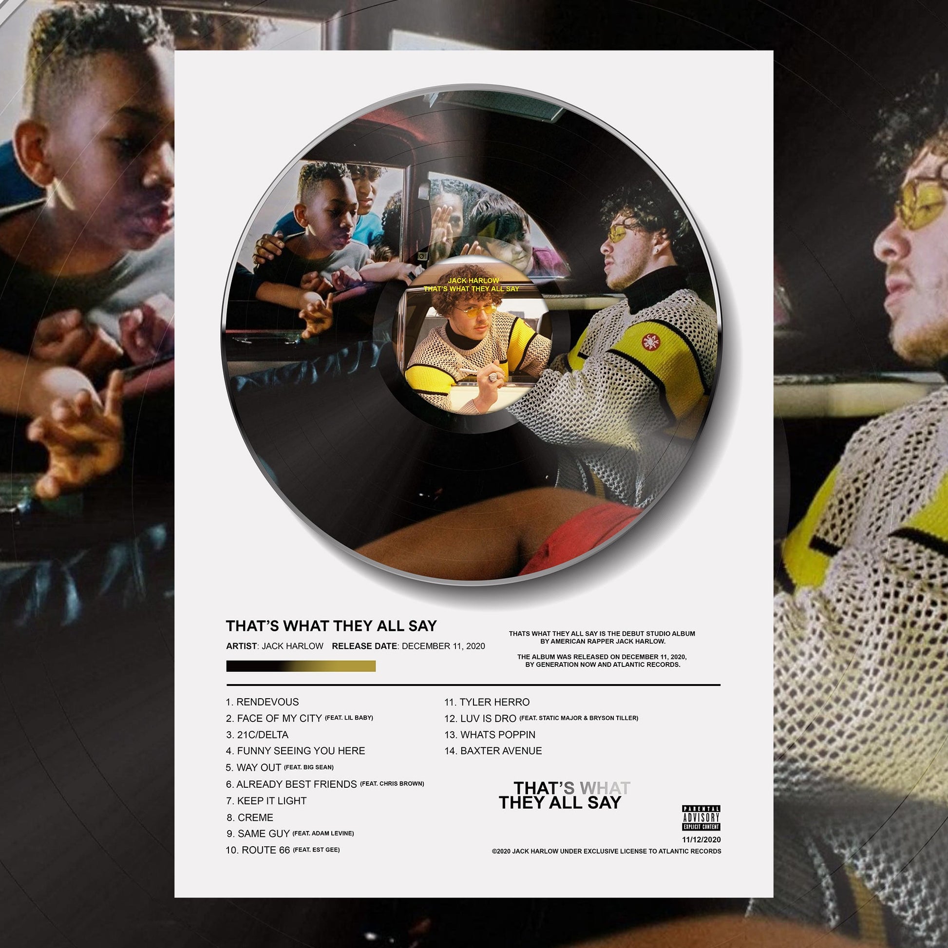 Jack Harlow That's What They All Say Vinyl Poster - rsdesignstudio
