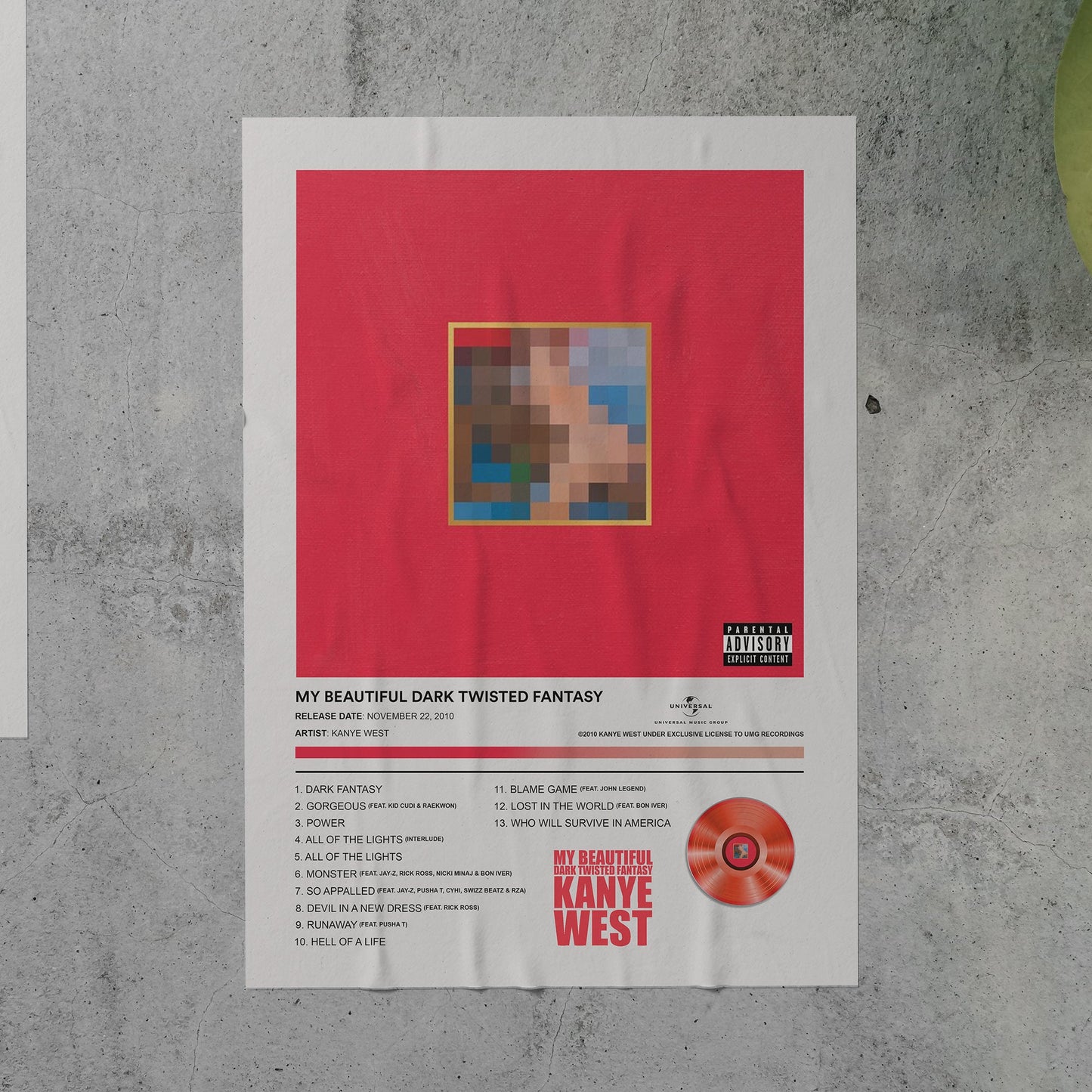 Kanye West My Beautiful Dark Twisted Fantasy Album Poster