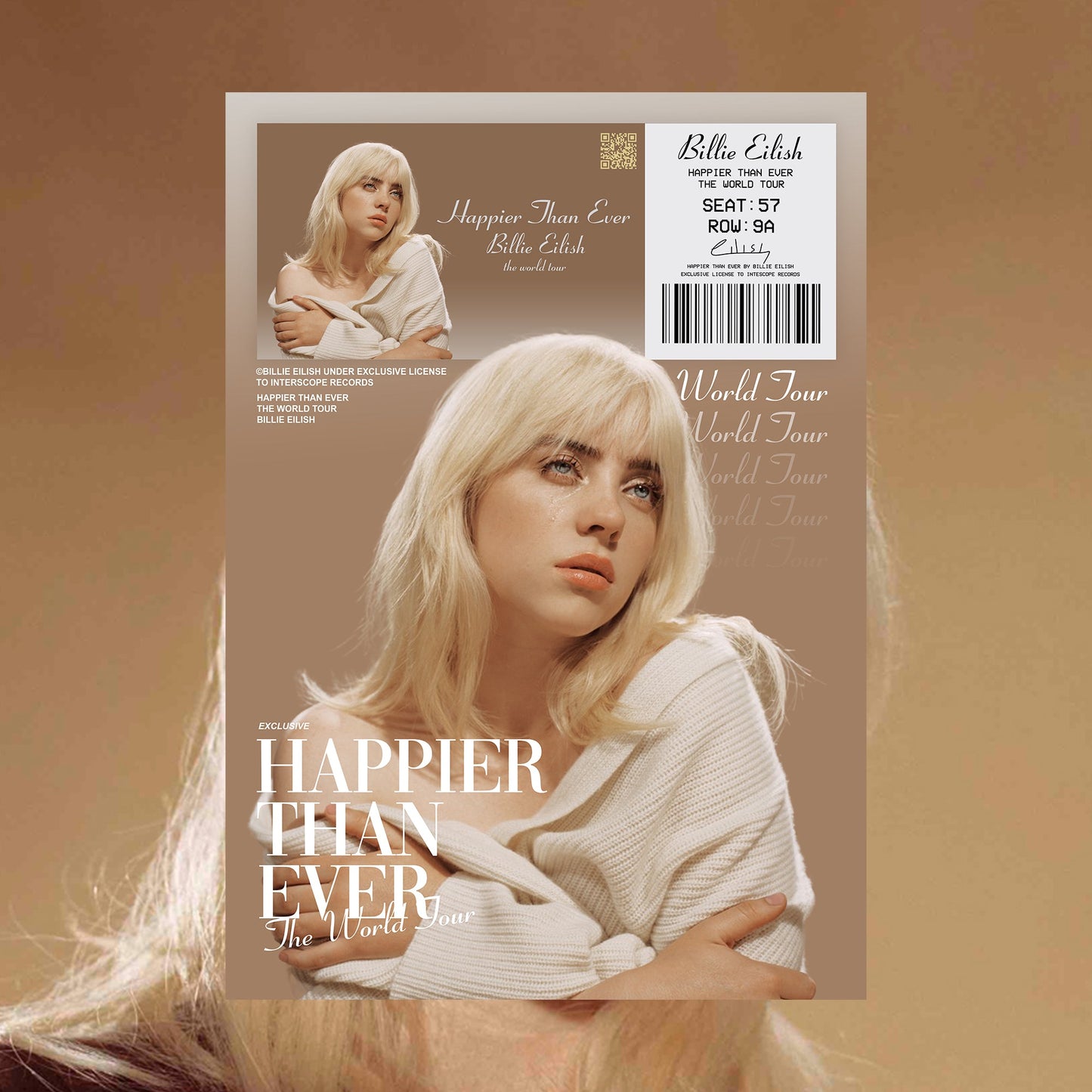 Billie Eilish Happier Than Ever Tour Ticket Poster - rsdesignstudio