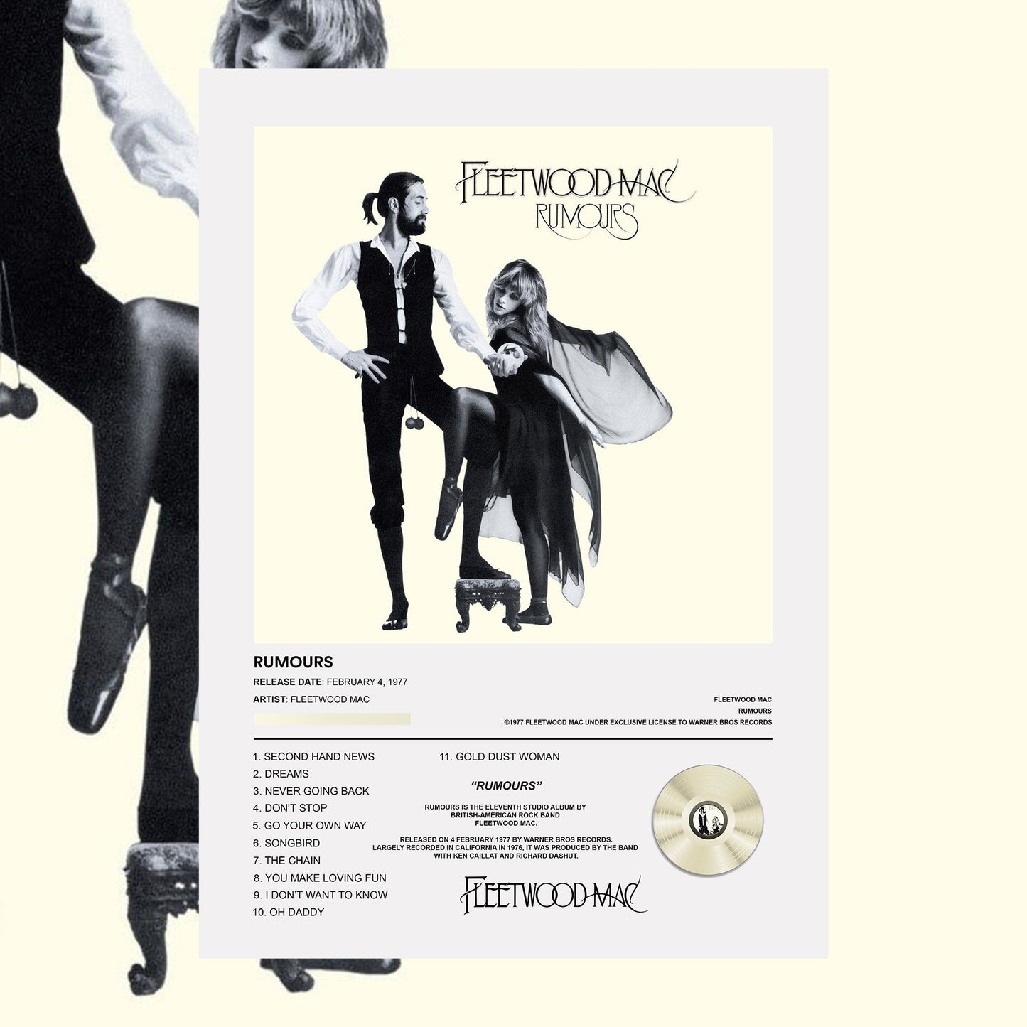 Fleetwood Mac Rumours Album Poster - rsdesignstudio